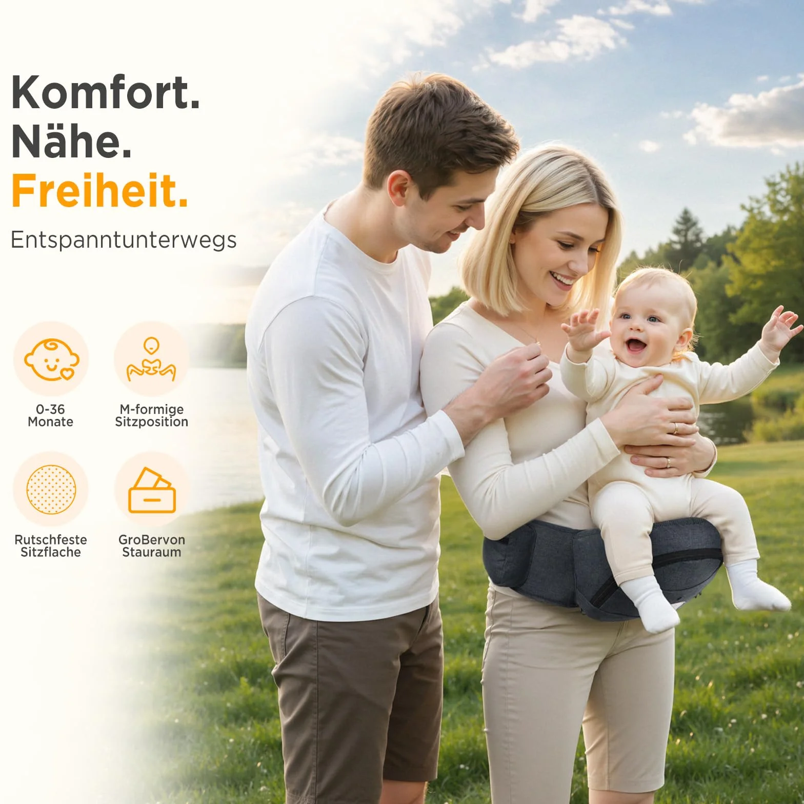 GAGAKU Porte-bébé Siège de Hanche Ergonomique pour Enfants 0-36 Mois Gris Foncé