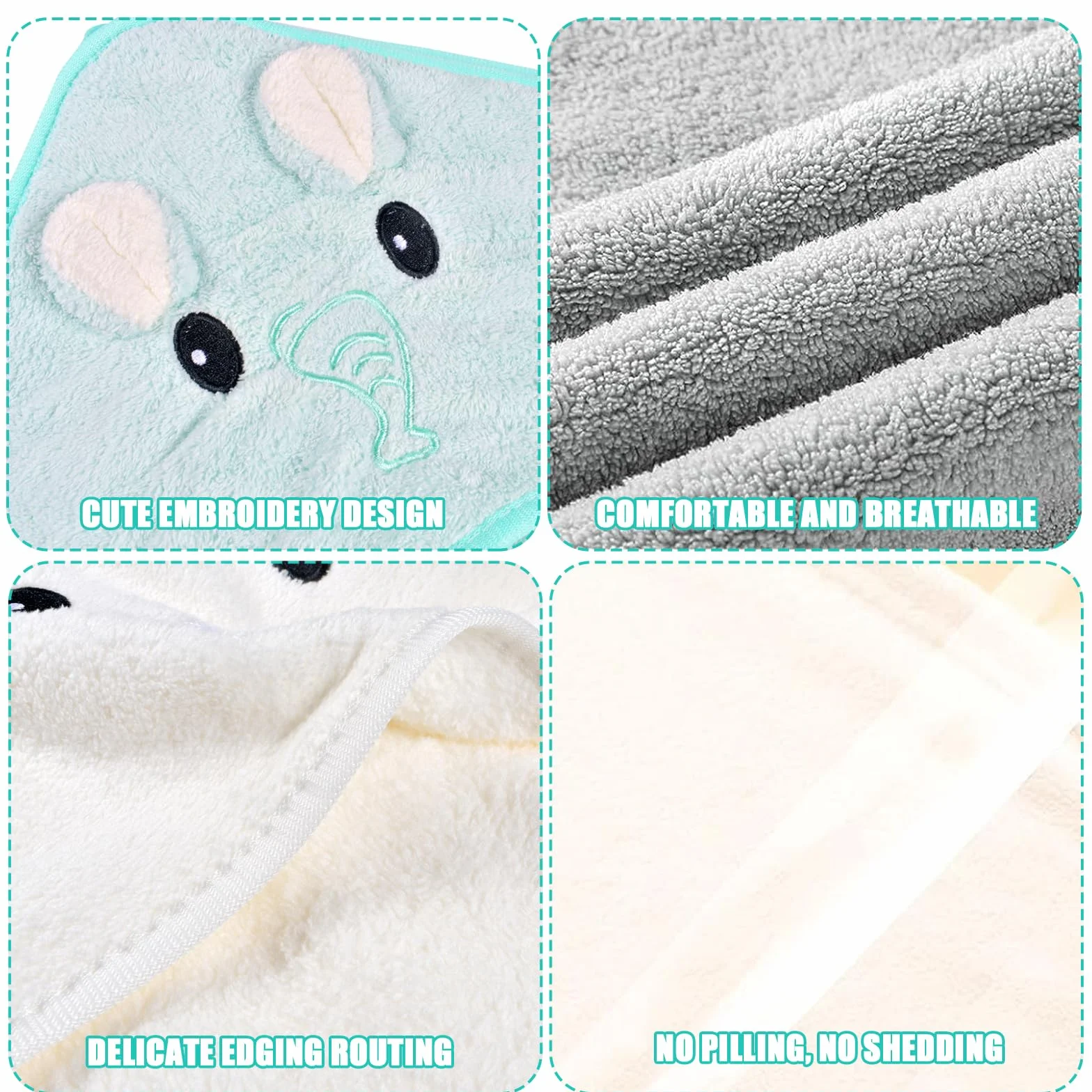 Cape De Bain Bébé Garçon 3Pcs Serviette Éponge 80 x 80cm Peluche De Corail Rose