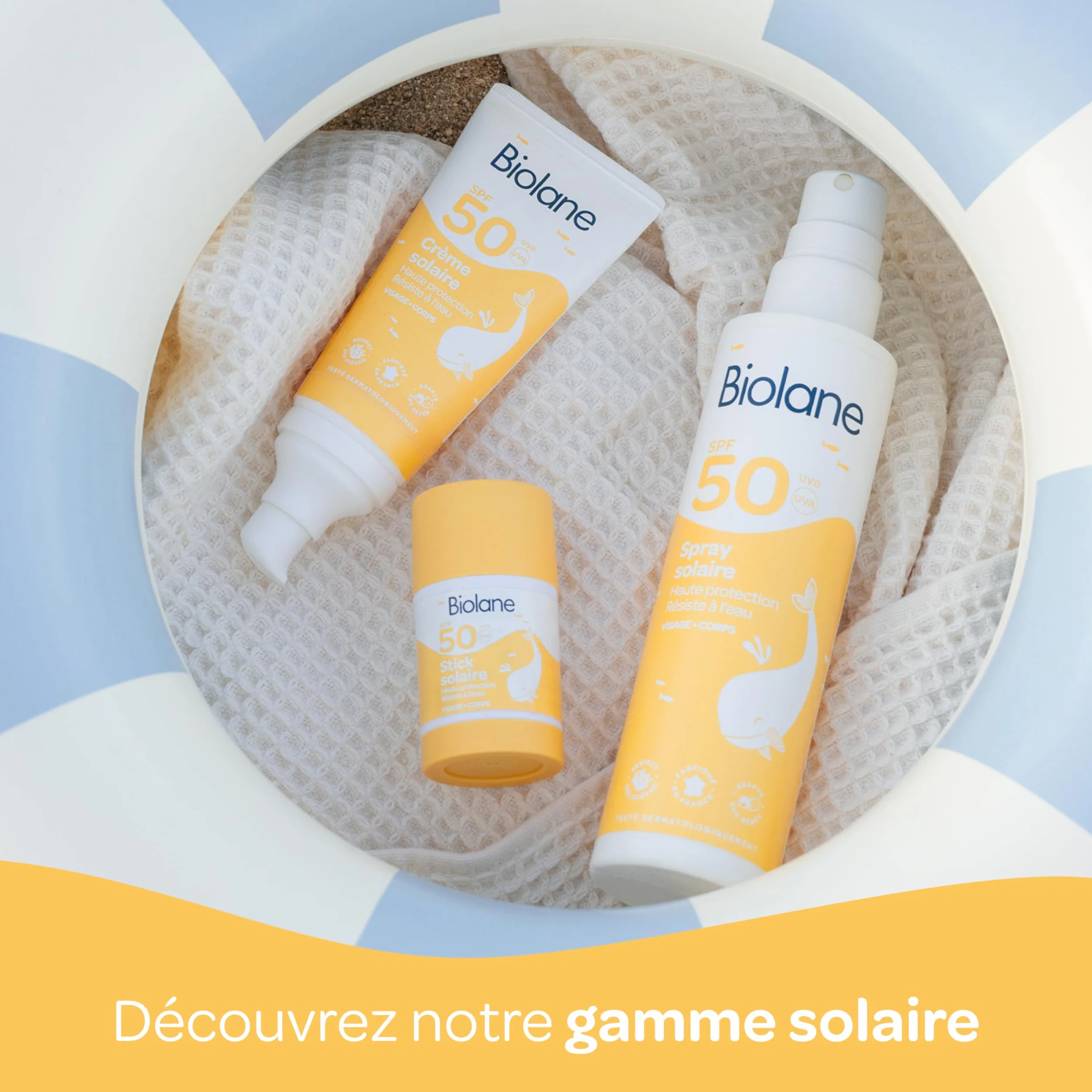 BIOLANE Stick Solaire Bébé SPF 50 Protection Visage Corps Haute Protection UVA UVB Peaux Sensibles Résistant Eau Texture Invisible