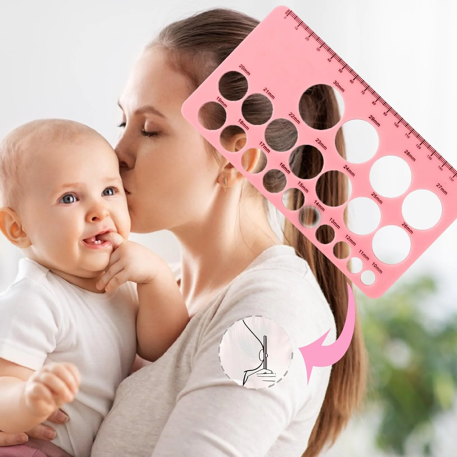 Règle de Mesure de Taille des Mamelons en Silicone avec Ruban à Mesurer 1.5m