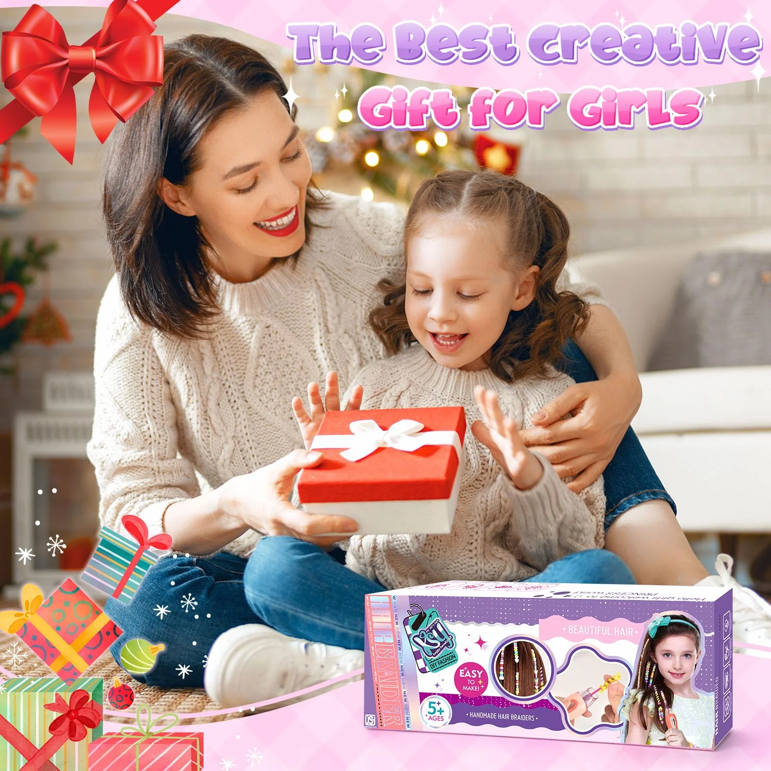 Accessoires Cheveux Jouets pour Filles 7-12 Ans: Machine à Tresser avec Perles pour Cheveux Tressés