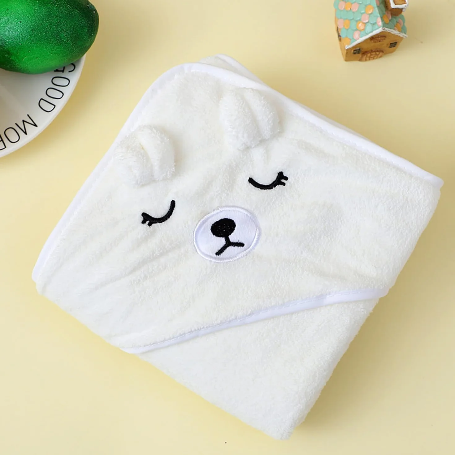 Cape De Bain Bébé 80x80cm Serviette Éponge Douce 0-5 Ans