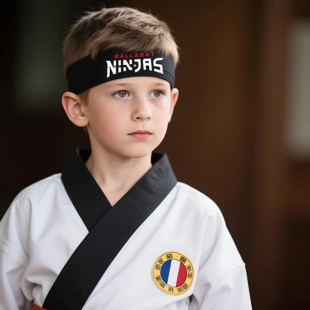 Lot de 4 bandeaux ninja noirs et rouges pour enfants - Accessoires de fête karaté anniversaire