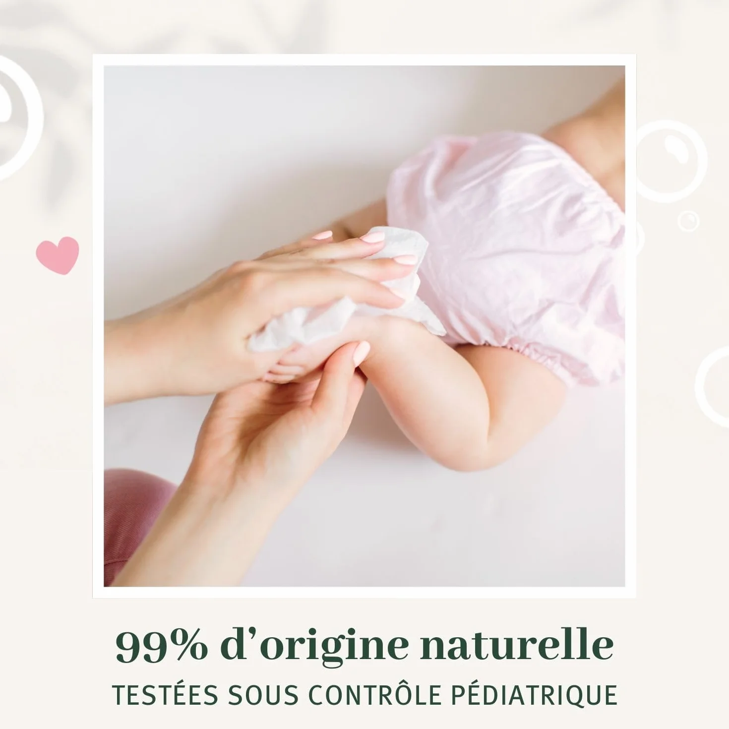 LE PETIT OLIVIER Lingettes Nettoyantes Douceur Bébé Visage Siège Corps Fibres d'Origine Végétale 99% d'Origine Naturelle Sans Parfum x56 56 ml