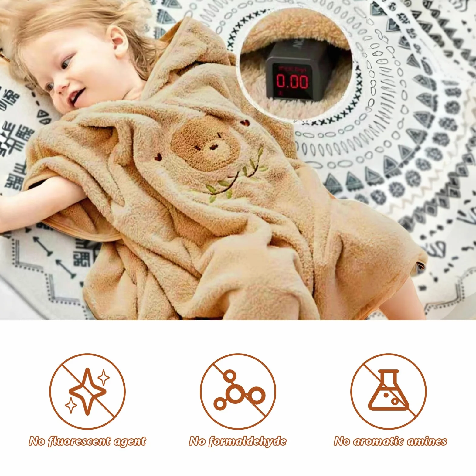 Serviette de Bain avec Capuche Bébé Poncho Super Absorbante 0-3 Ans