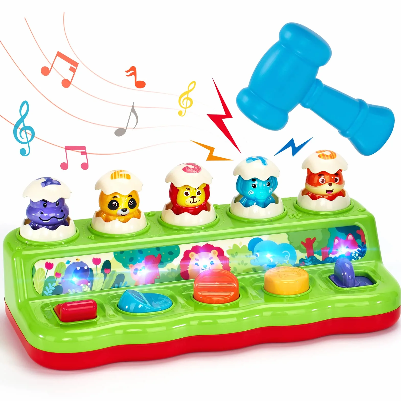 hahaland Jouet Montessori Bébé 1 an avec Musique et Lumières, Jouet Pop-up Animaux Couleurs Enfant 1-4 Ans