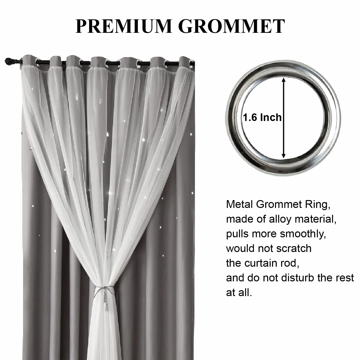 Loyala Rideaux occultants double couche 132 x 243 cm gris pour chambre