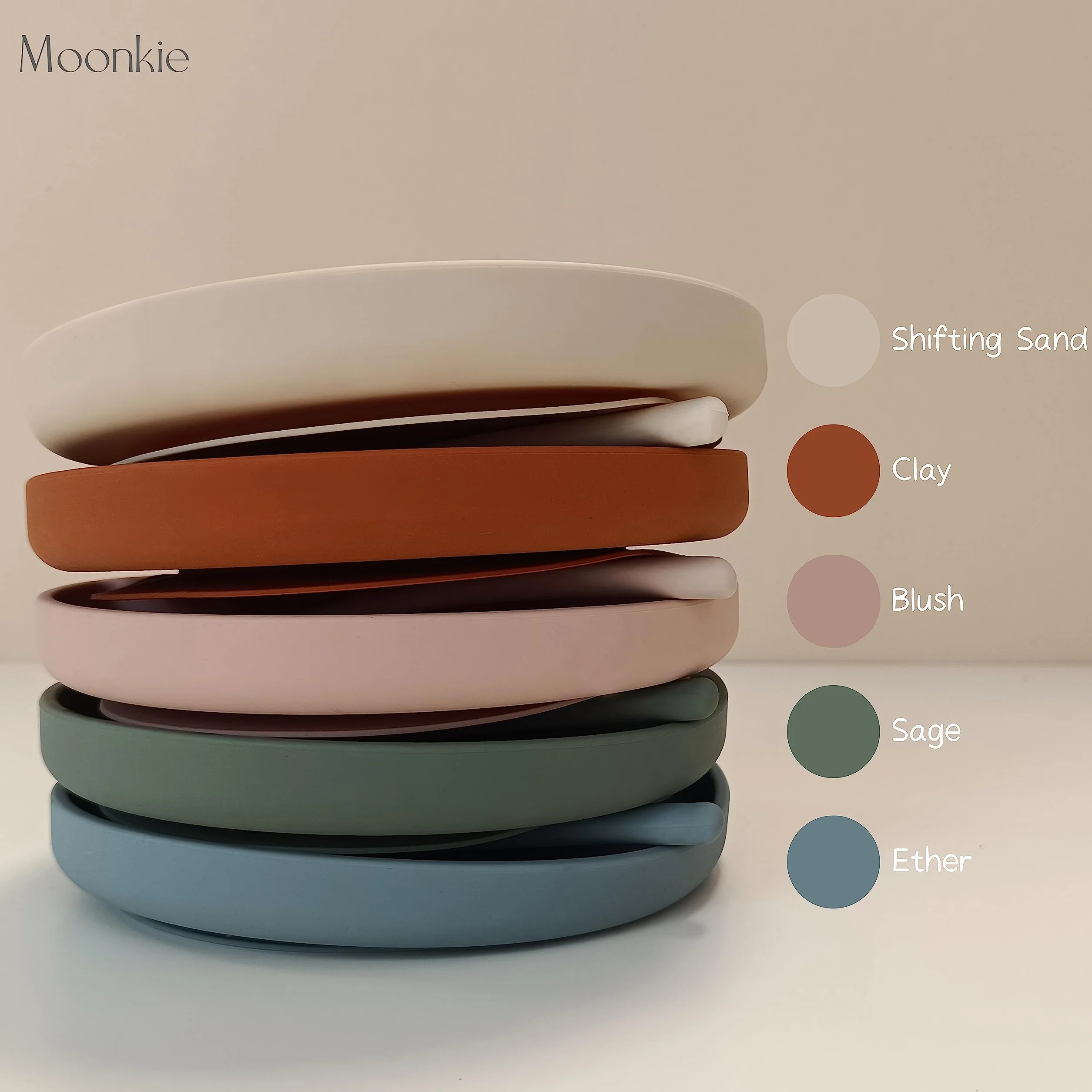 Moonkie Assiettes à Succion pour Bébés | Assiettes à Séparation en Silicone sans BPA avec Couvercle, Lavable au Micro-ondes