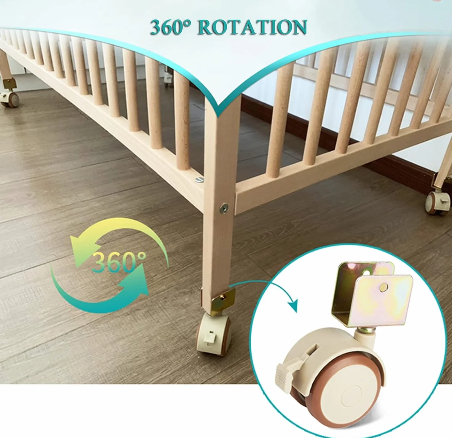 Roulettes pivotantes avec frein 30mm pour lit bébé berceau jardinière support en U
