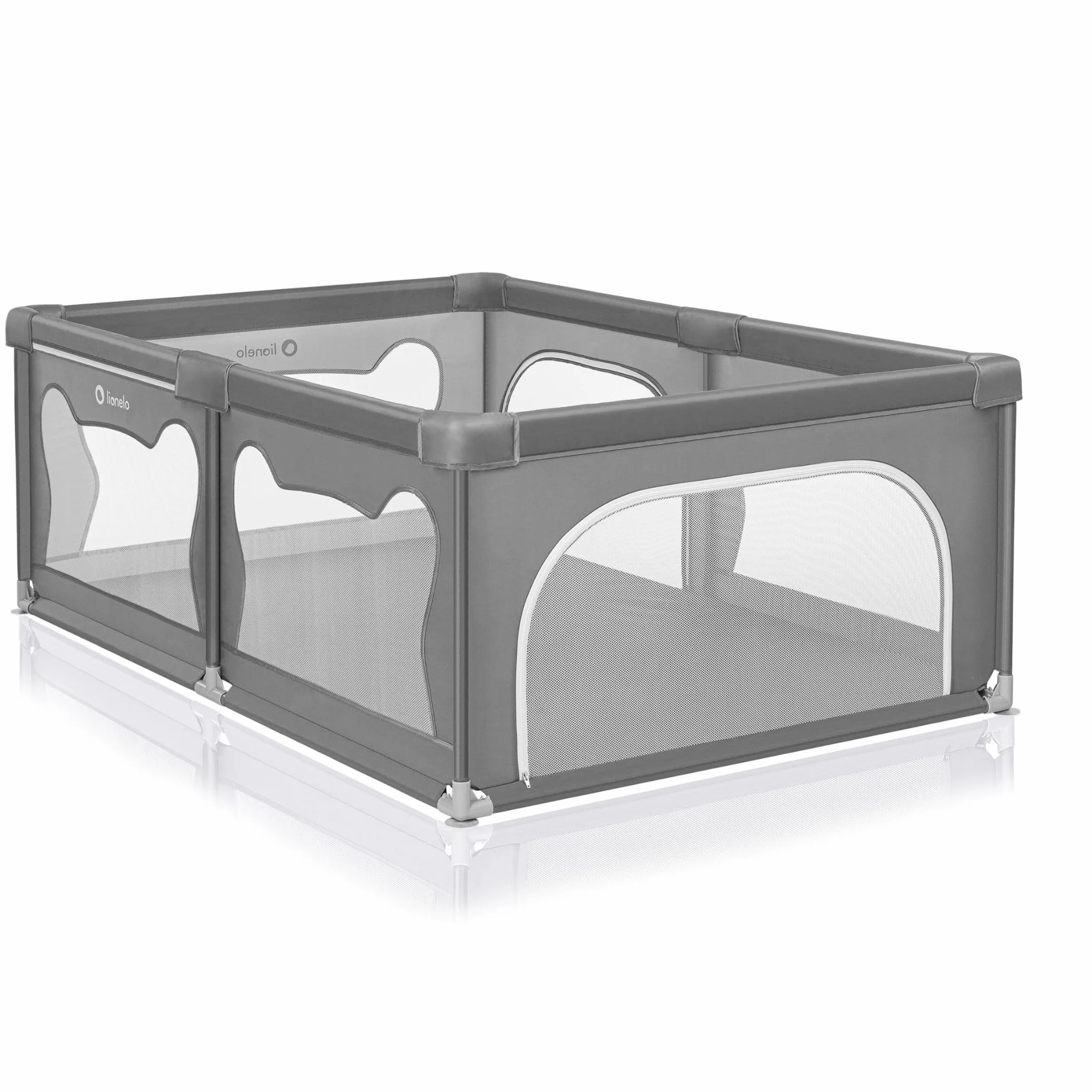 LIONELO WILLOW Parc pliant pour bébé 120x180x68 cm filet respirant 2 entrées zippées Gris