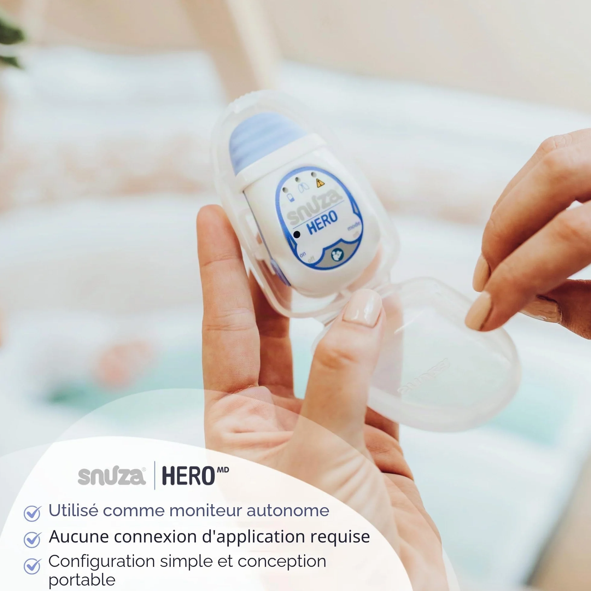 Snuza Hero MD Moniteur bébé avec alarme et notification sans fil portable