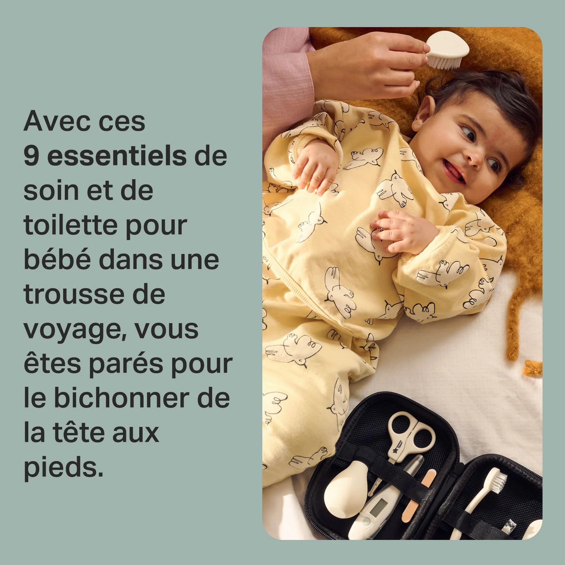 Tommee Tippee Kit de Soin Bébé, Trousse Complète et Transportable, Thermomètre et Ciseaux