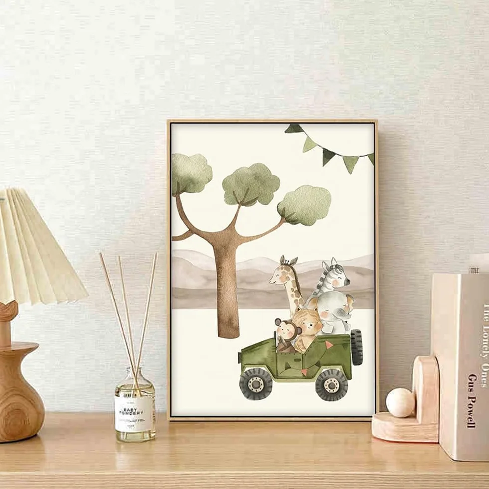 Affiches Chambre Enfant Animaux Forêt A4 Poster Décoration Murale Lot de 4