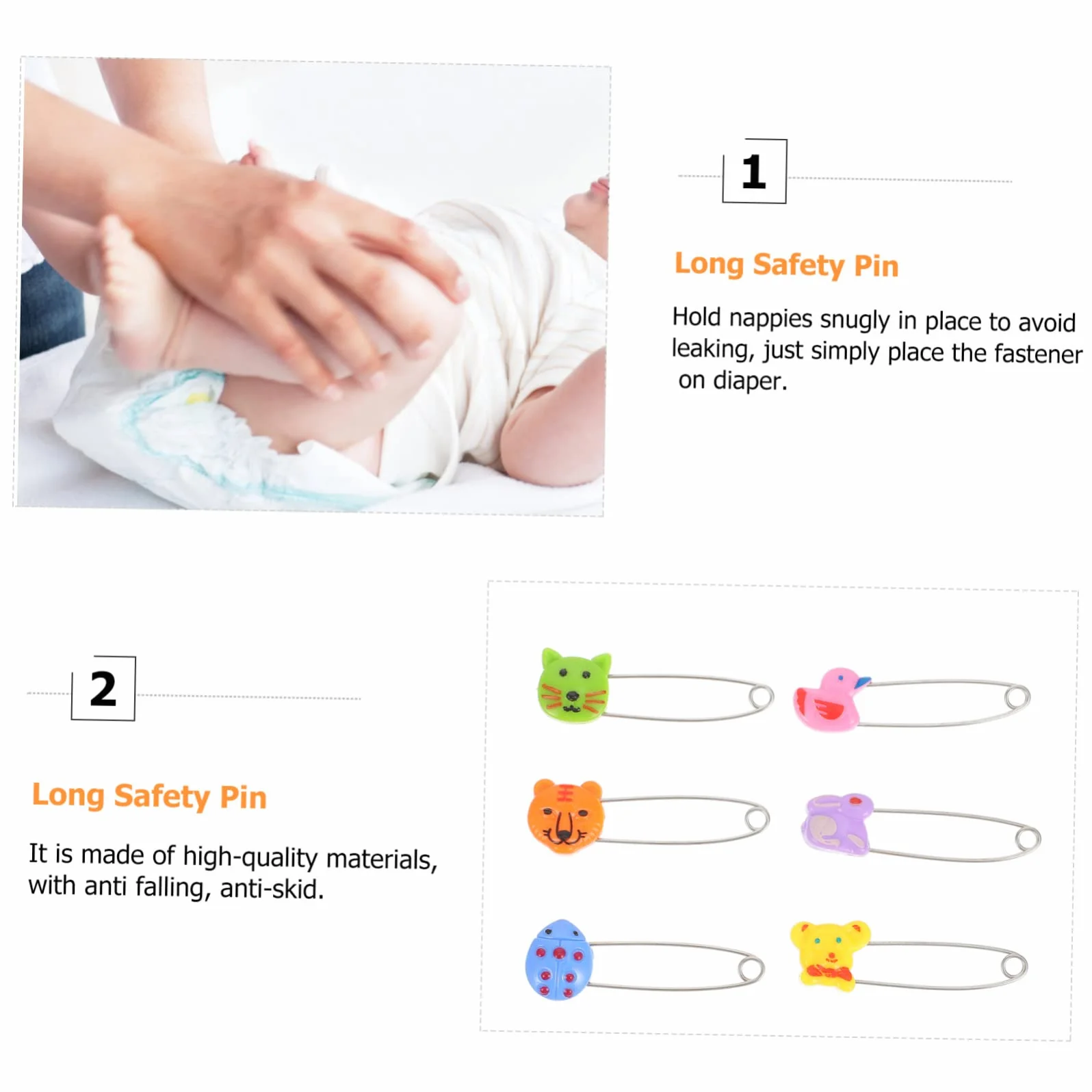 Toyvian Épingles de Sûreté en Acier Inoxydable pour Bébé Lot de 30 Verrouillage Sécurisé pour Couches