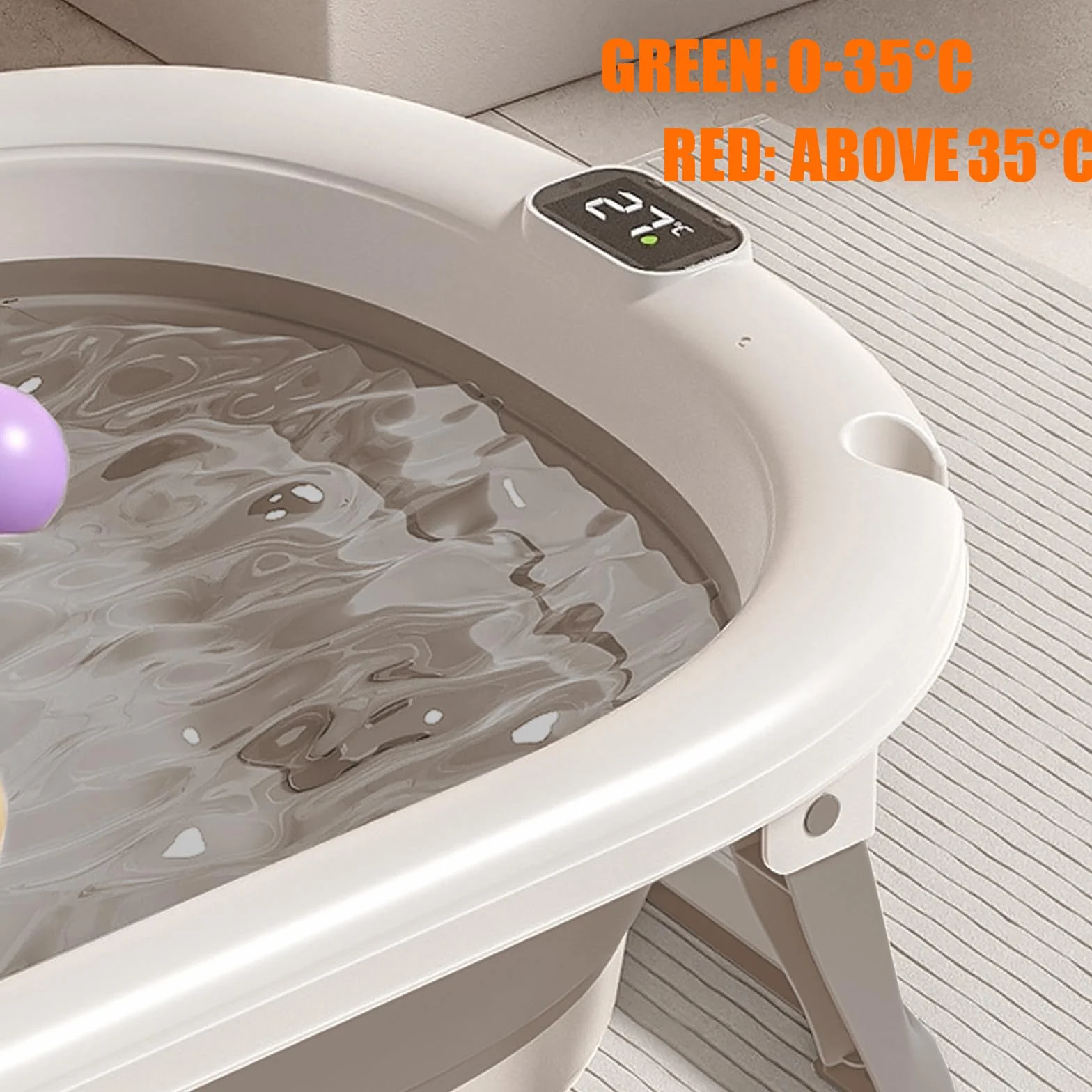 Baignoire Enfants Pliable XXL avec Transat de Bain et Thermomètre Intégré Baignoire Sur Pied Cadeau Naissance