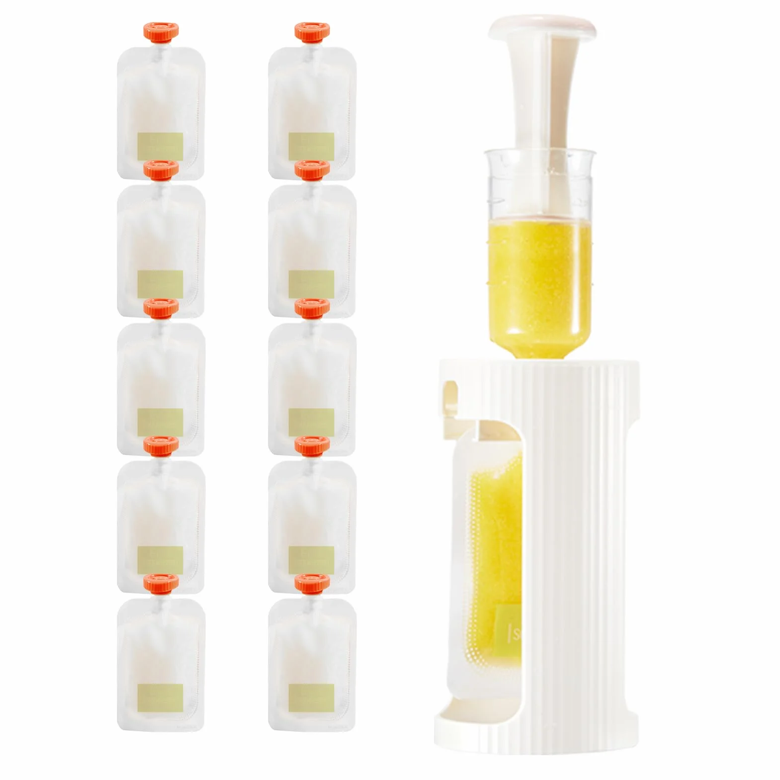 Machine À Aliments Pour Bébé - Station De Remplissage De Purée Fruits Avec Sac De Pressage 10Pcs - Portable Purée Squeezer