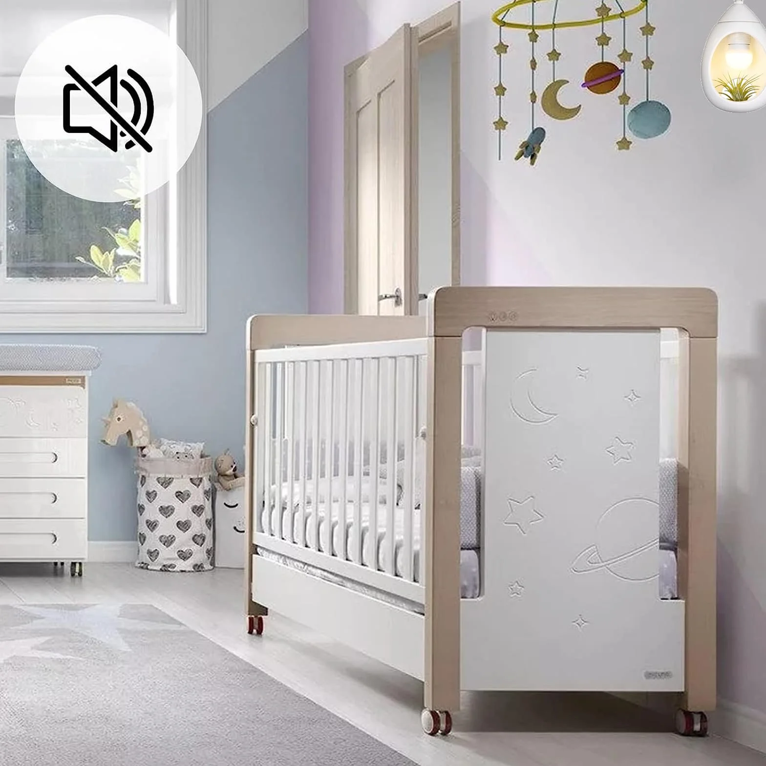 Roulettes Pivotantes pour Lit d'Enfant 4 Pièces, Support Berceau Bébé