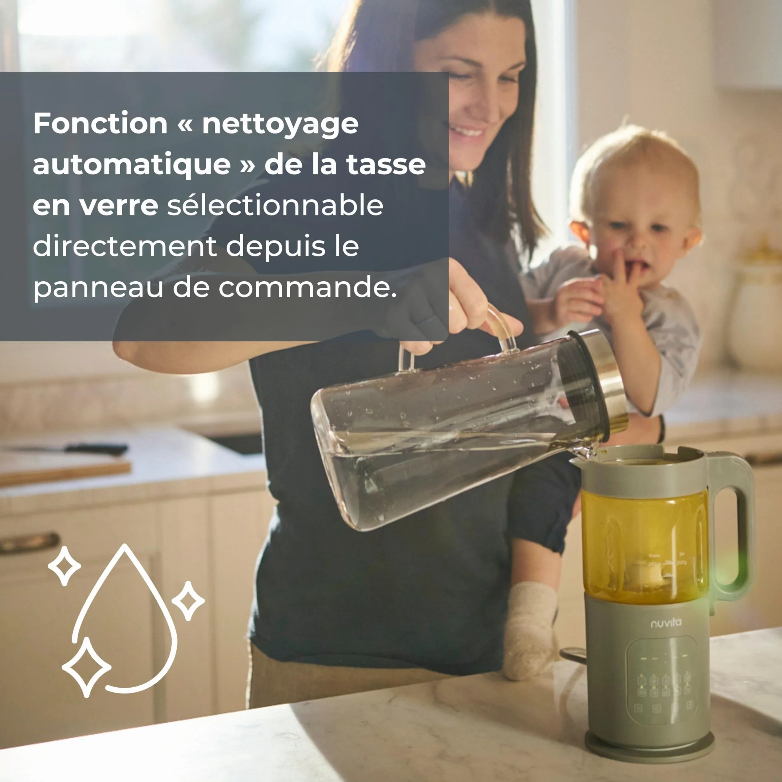 Nuvita Magic Pappa Robot Cuiseur Multifonction 7-en-1 Cuit Vapeur Mixe Hache Purées Soupes Smoothies Auto-Nettoyant