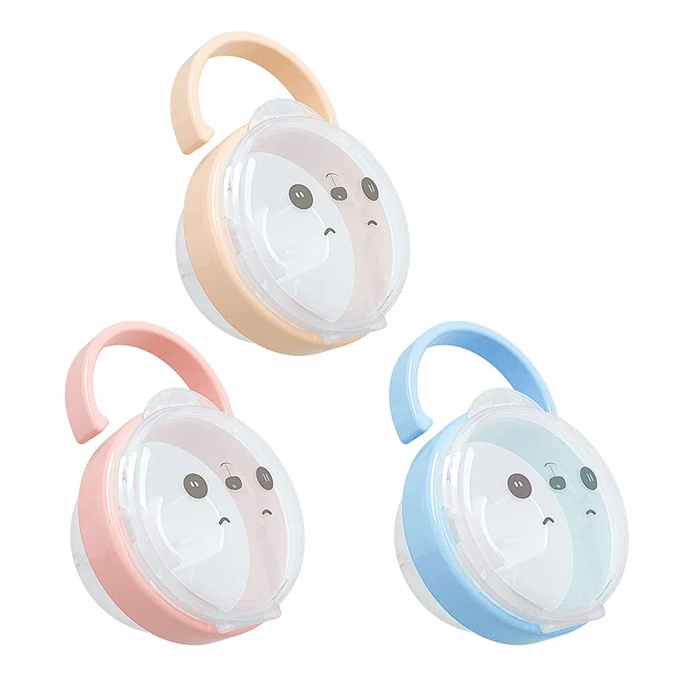 Boîte à Tétine Bébé 3 Pièces Boîte de Sucette Portable Rangement Voyage