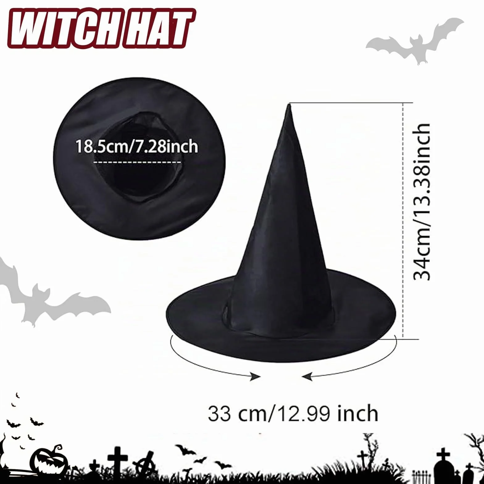 Chapeaux de Sorcière pour Halloween, Accessoires de Costume pour Enfants, Pliable, Noir, Taille Unique