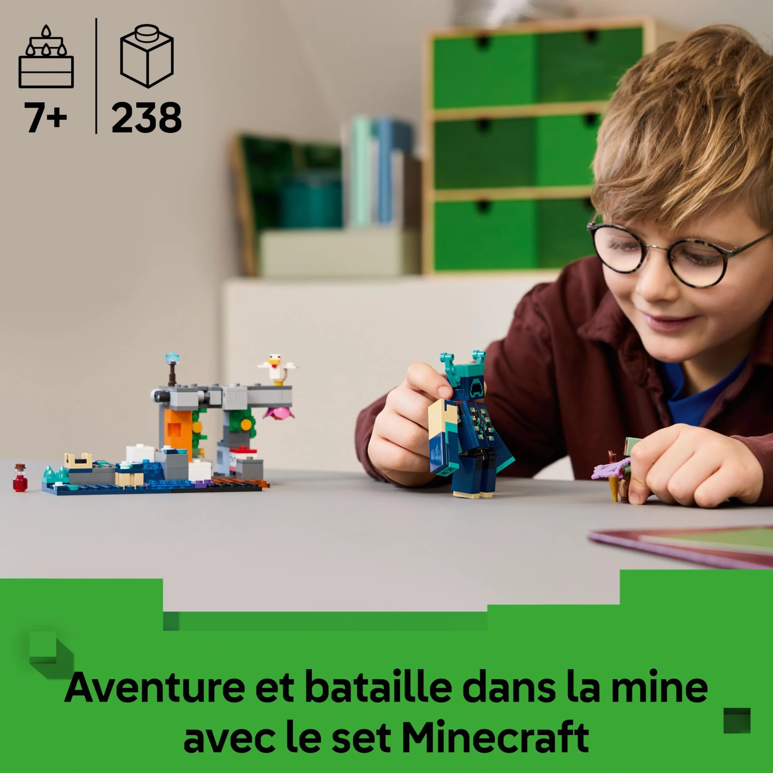 LEGO Minecraft La Rencontre avec Le Warden 21274 Jouet Interactif Minifigurine Figurine de Mob Fonction TNT Chute de Rocher