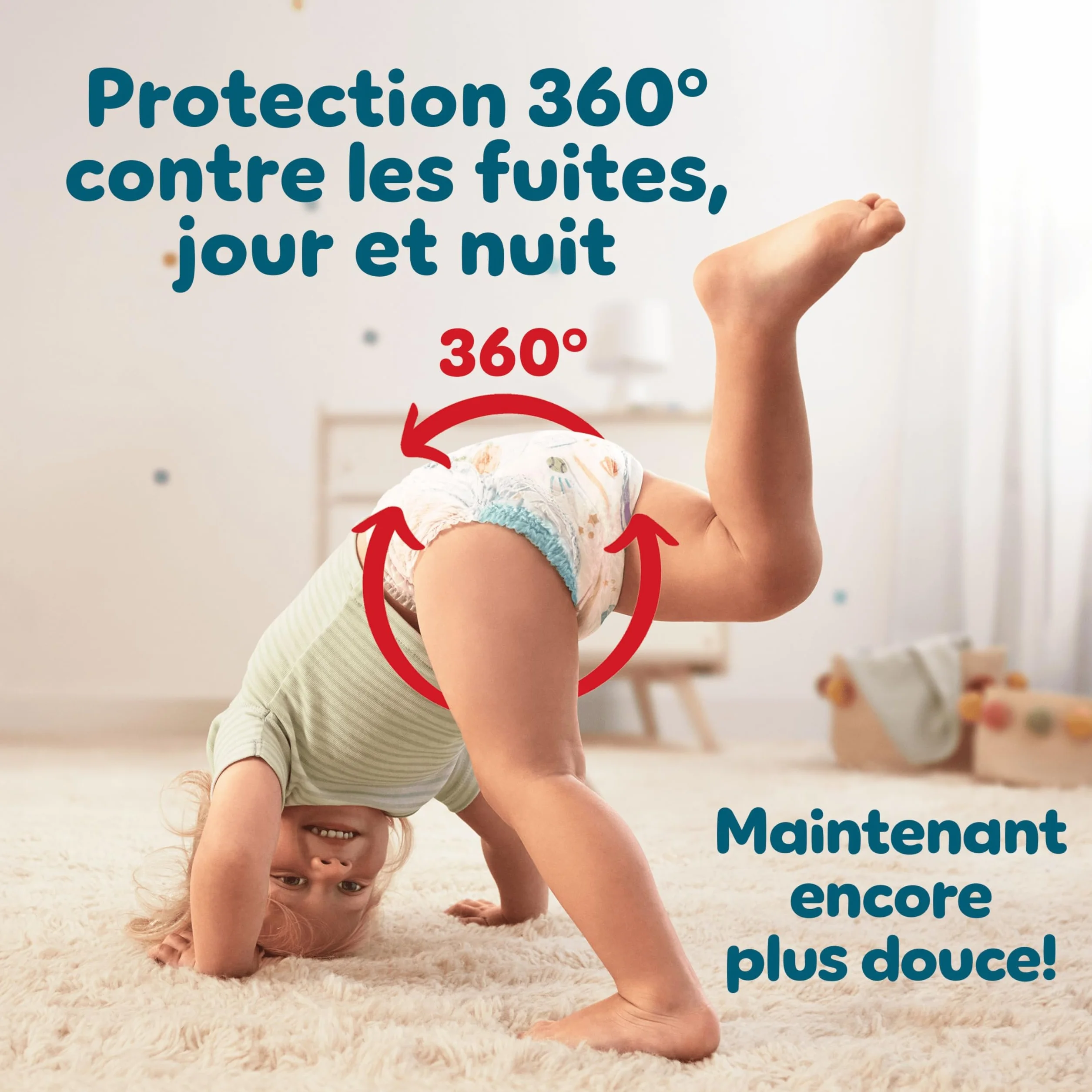 Pampers Baby-Dry Pants Taille 8 136 Couches-Culottes 17kg+ Protection 360° Fuites Jour et Nuit Family Pack