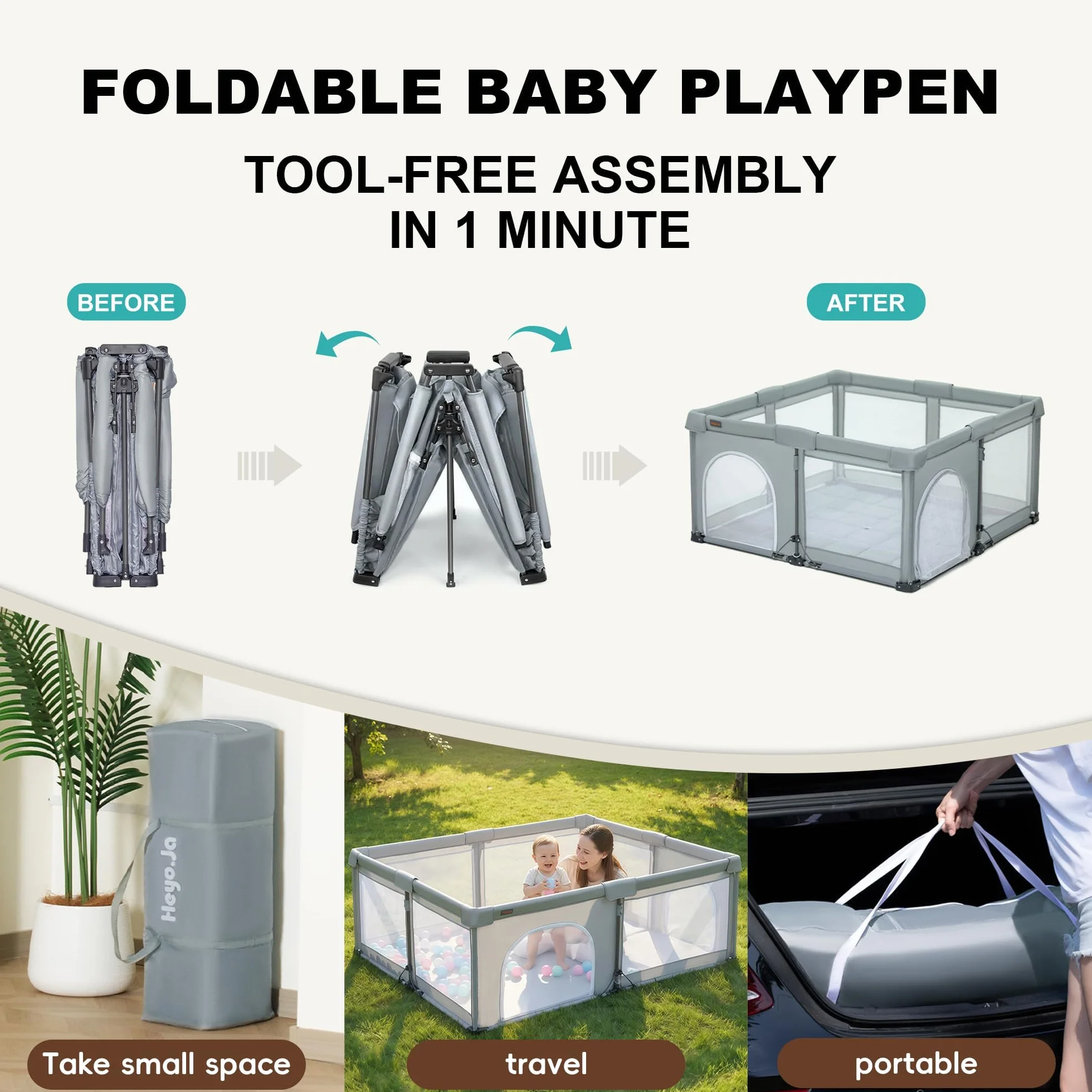 Parc pliable pour bébé 127 x 127 x 67 cm pop-up portable avec filet montage rapide
