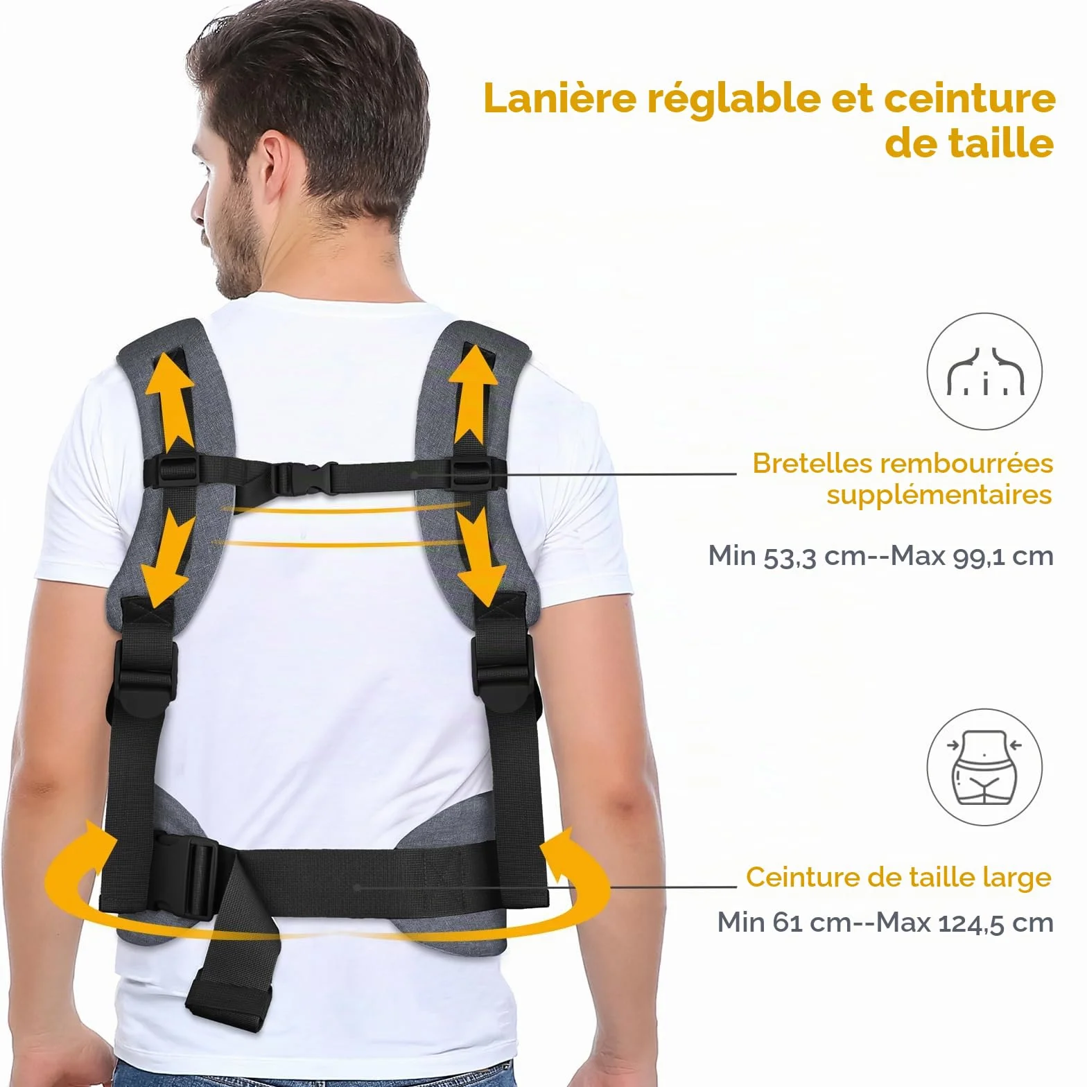 Porte-bébé 4-en-1 GAGAKU pour bébés 0-36 mois, gris foncé, face à face avant et arrière