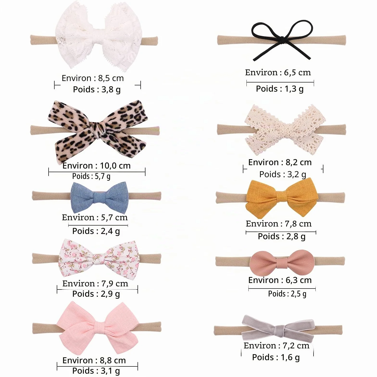 Bandeau bébé fille cheveux Bow nylon motif fleurs main accessoires cheveux nouveau-né bambin
