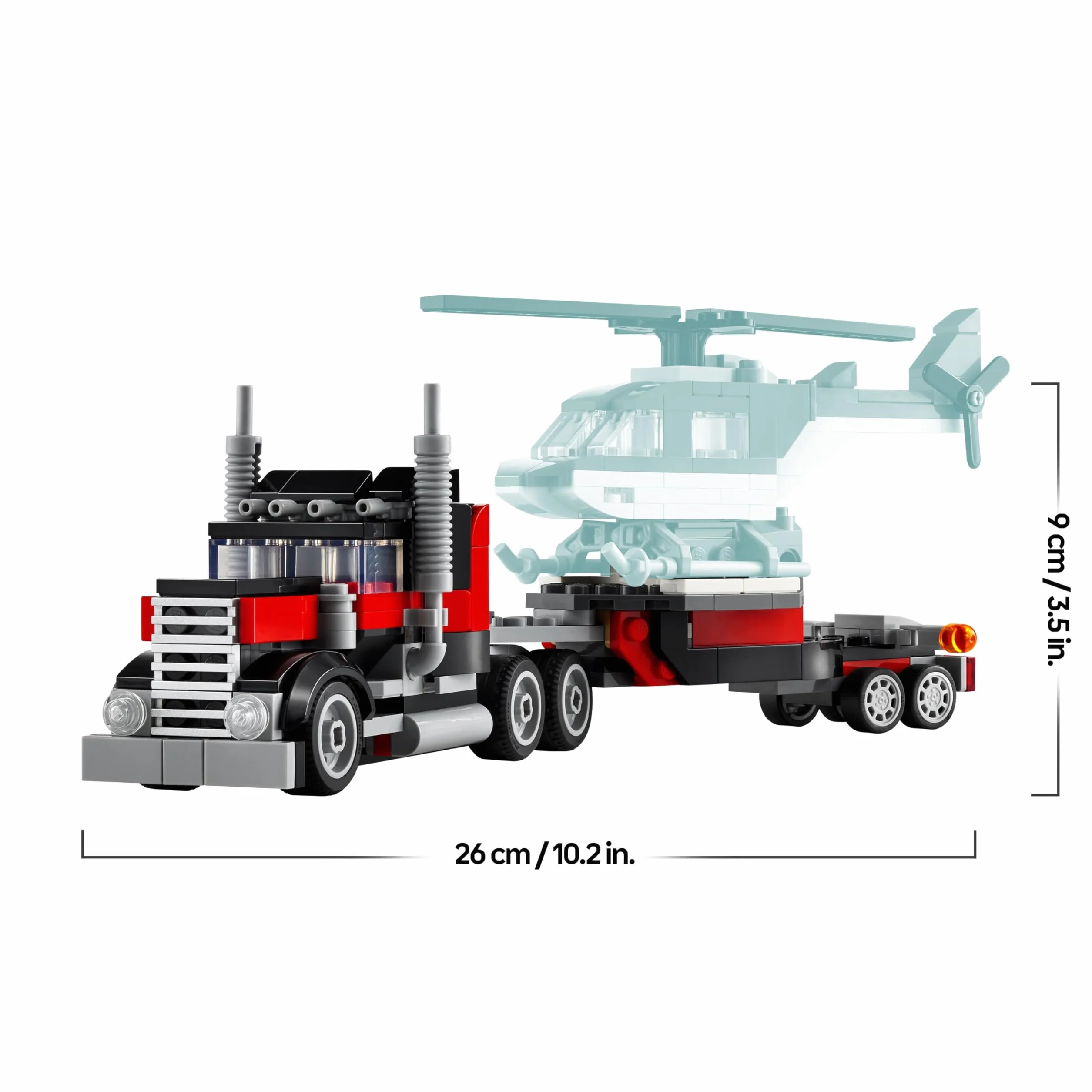 LEGO Creator 3in1 Flatbed Truck with Helicopter Toy to Propeller Plane and Fuel Lorry to Hot Rod and SUV Car Toys 31146 for 7 Plus Year Old Boys Girls