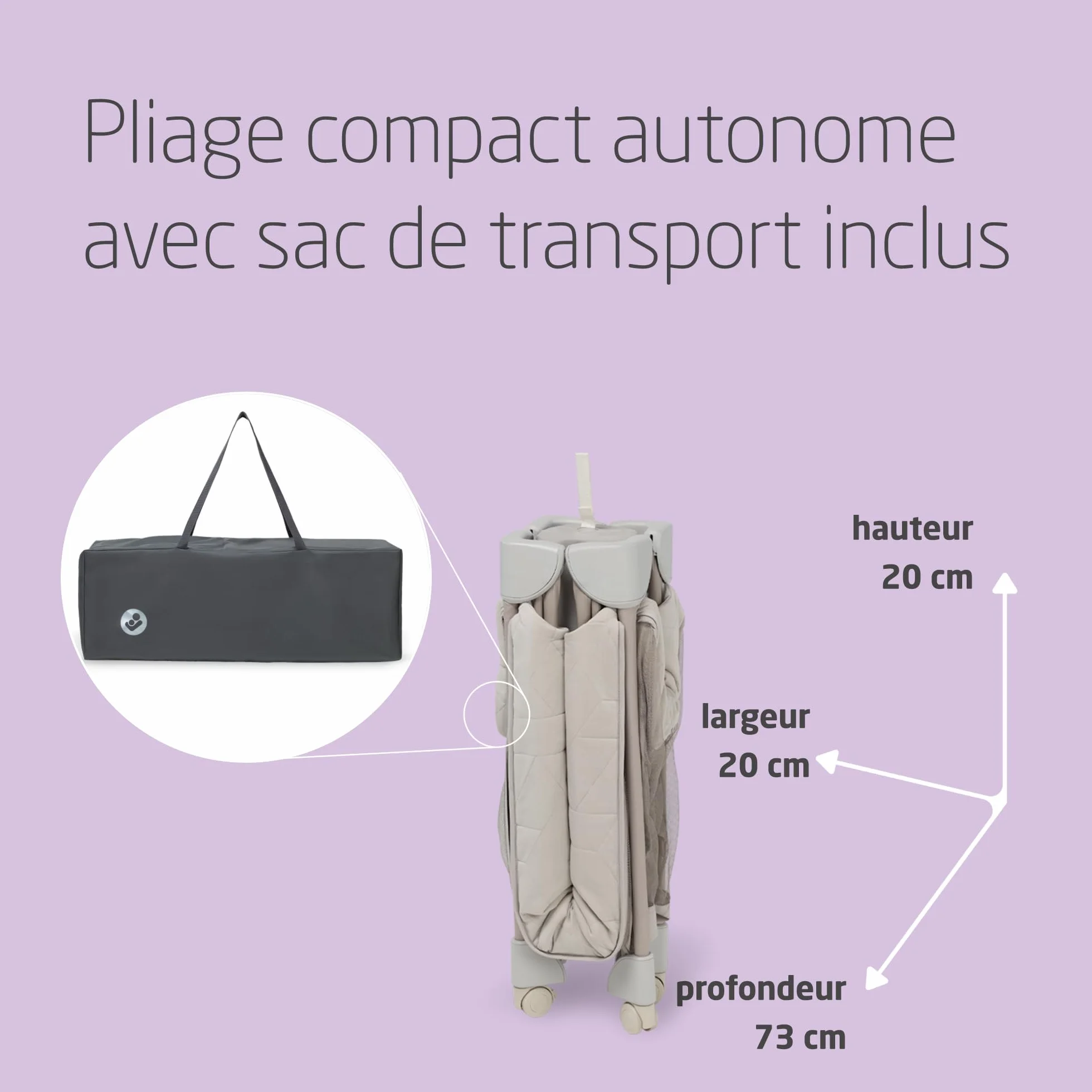Maxi-Cosi Merlin Lit Parapluie Bébé 2-en-1 0-4 A 18 kg Pliable Matelas CloudCore 120 x 60 cm Elegance Beige