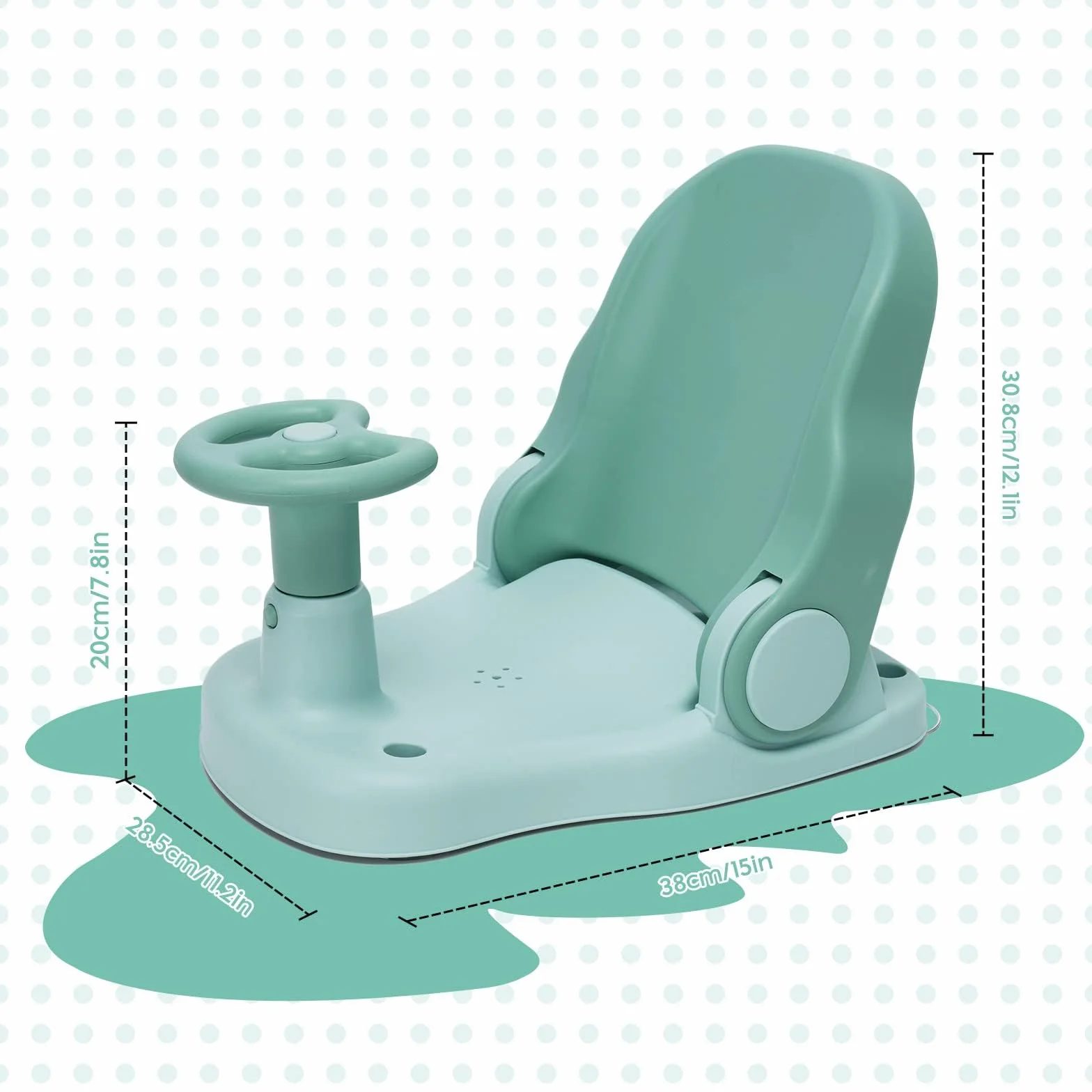 Chaise de Bain Bébé 6-24 Mois Dossier Réglable 4 Ventouses Pliable Antidérapant