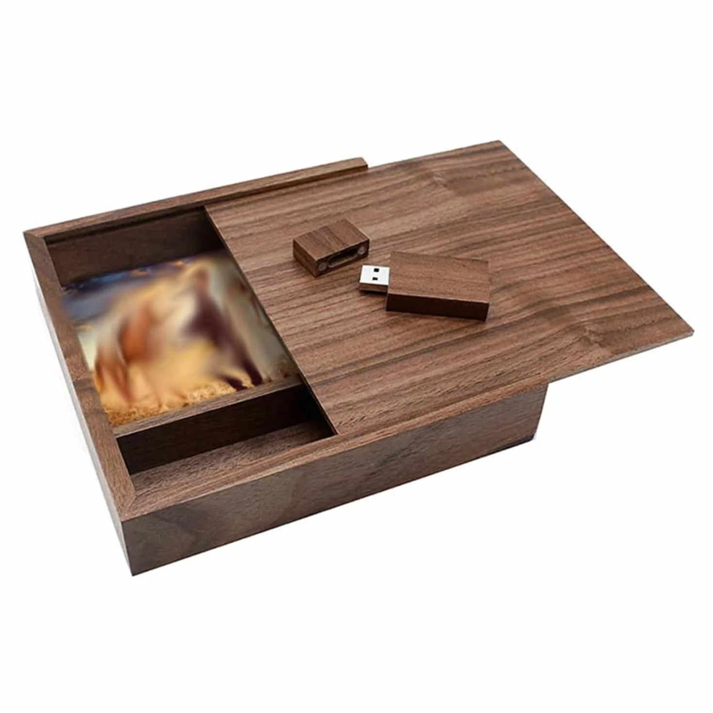Boîte à photos en bois personnalisable USB 8 Go souvenir cadeau mariage marron