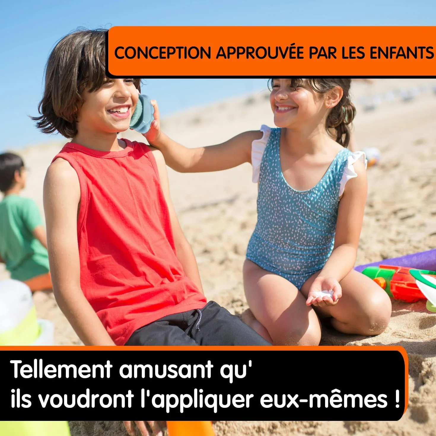 Mobi Lock Applicateur de Crème Solaire pour Enfants 2 Pièces - Brossettes avec Étui de Protection Poils Doux