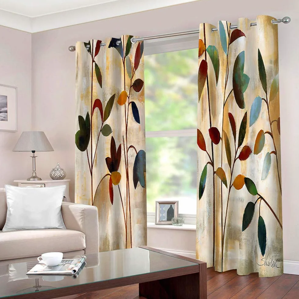 Rideau Occultant 3D Impression Salon Moderne Thermique Isolant Anti Froid Polyester 2 Pièces 140x245 cm Rideaux Fenêtre Fleurs Colorées Chambre Cuisine