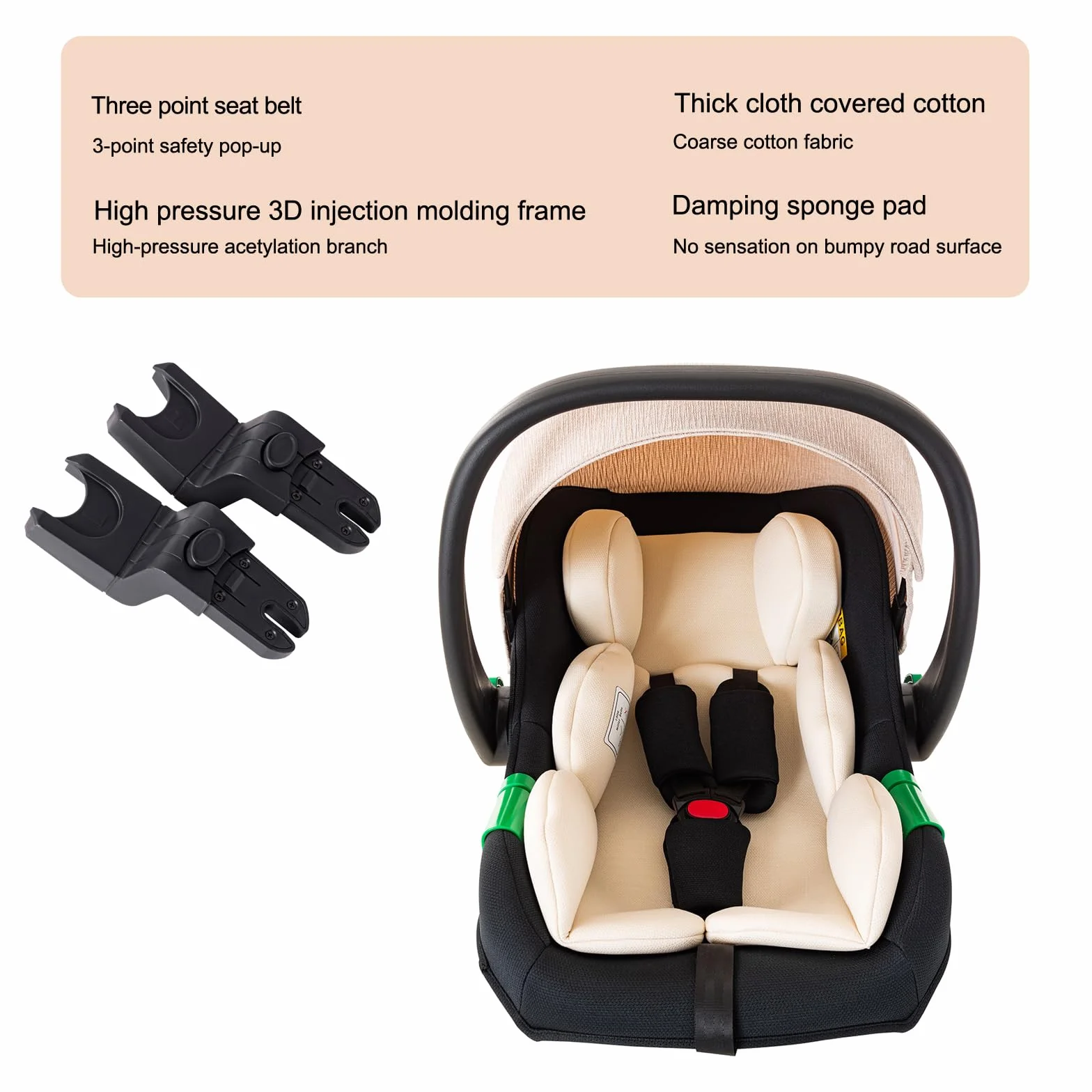 Poussette 3 en 1 avec porte-bébé 0 à 4 Ans jusqu'à 22 kg Pliable Noir