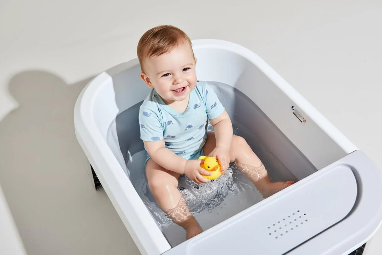 Baignoire pliable pour enfant 0-9 ans grise