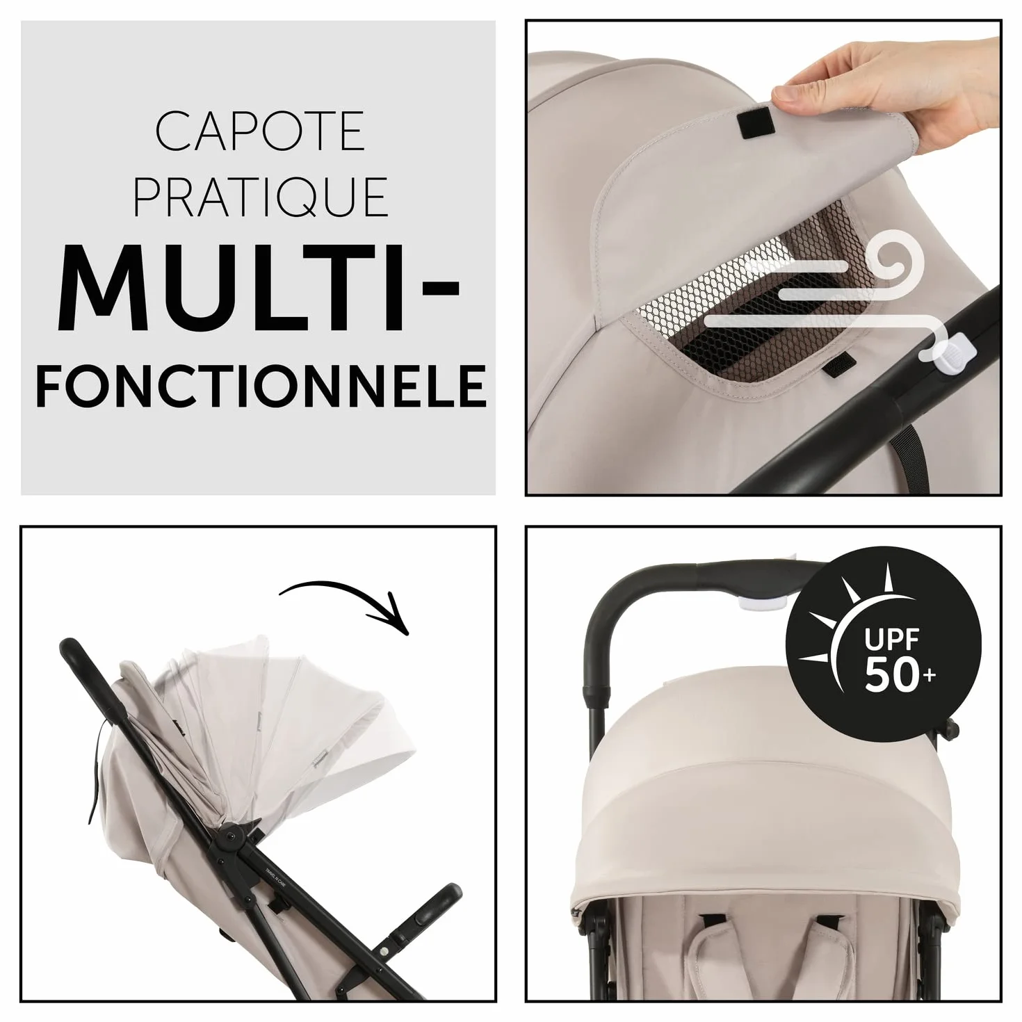 Hauck Poussette Compacte Travel N Care Beige 22 kg 6,9 kg UPF 50+