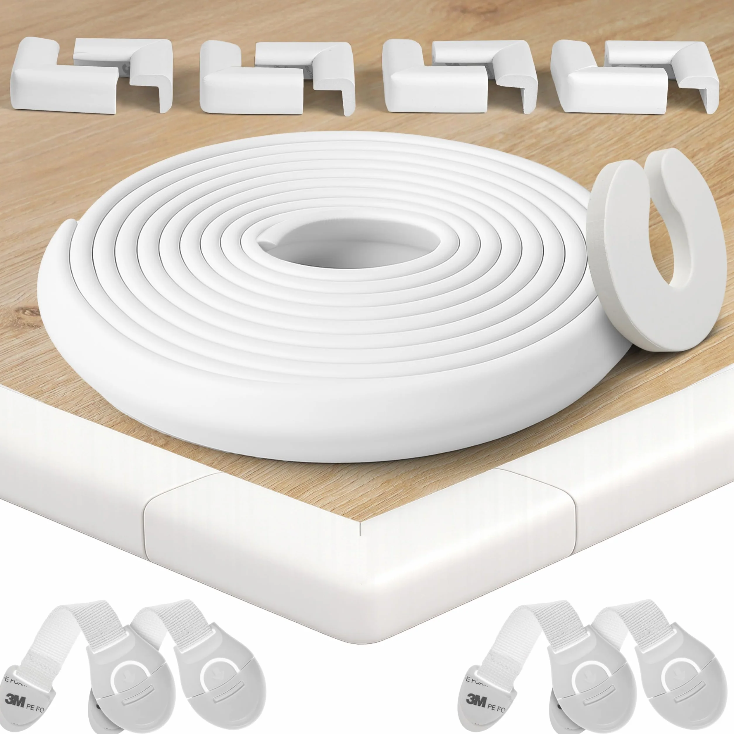 Happy Chlea Protection Bébé Coin de Table 6,4 m Couverture Totale Anti-Choc Meubles 4 Bloque-Tiroirs 1 Bloque-Porte