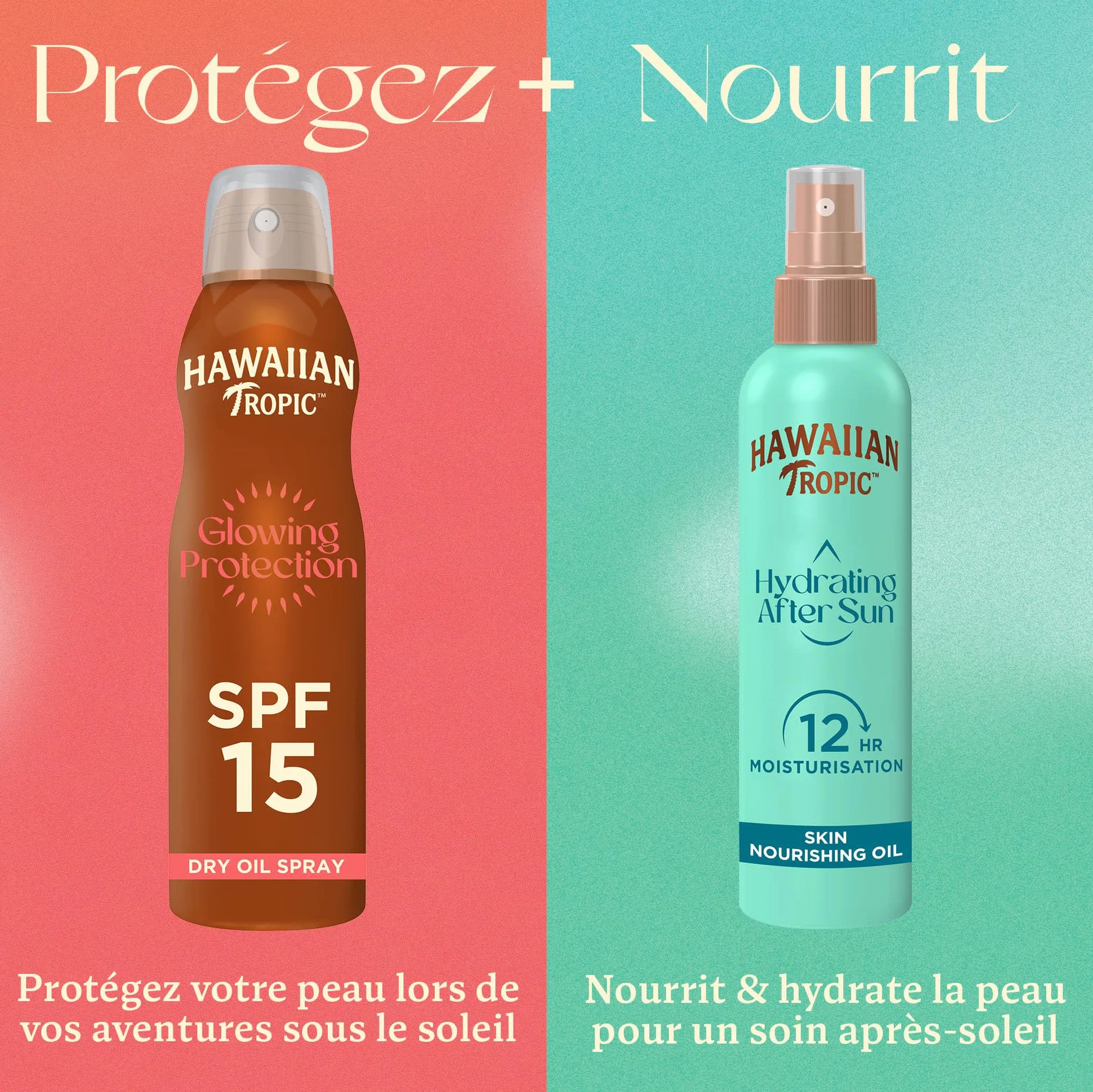 Hawaiian Tropic Brume huile sèche Glowing Protection SPF 15 UVA UVB Écran solaire en spray 177 ml