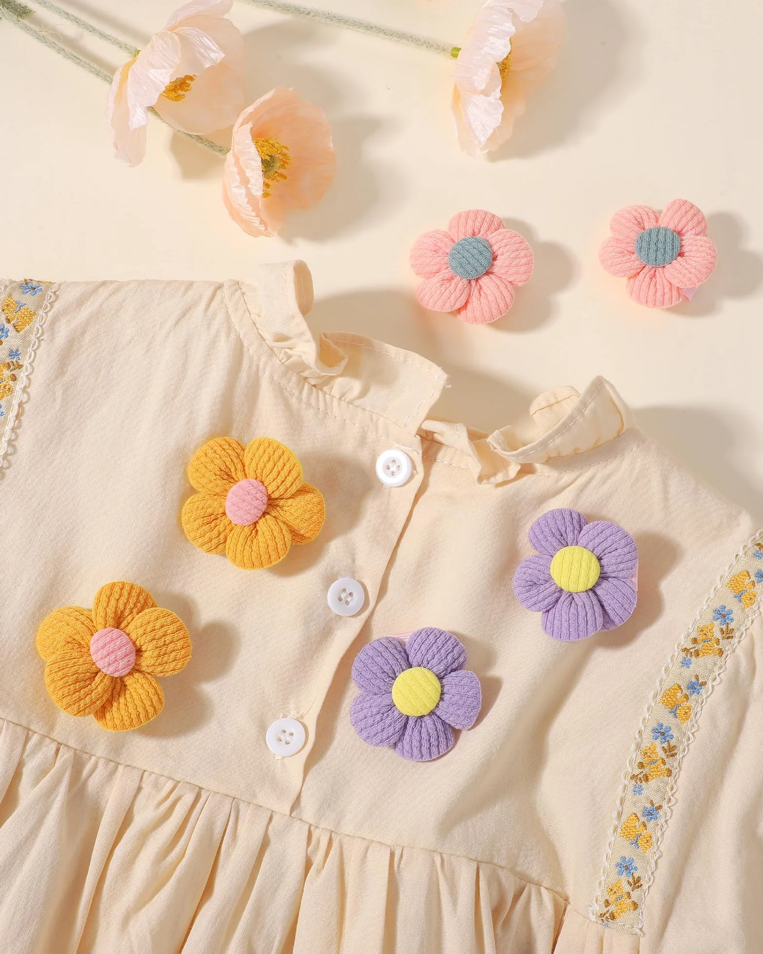 Pinces à cheveux bébé lot 12 - 4,5 cm antidérapantes épaisses accessoires floraux nourrissons tout-petits
