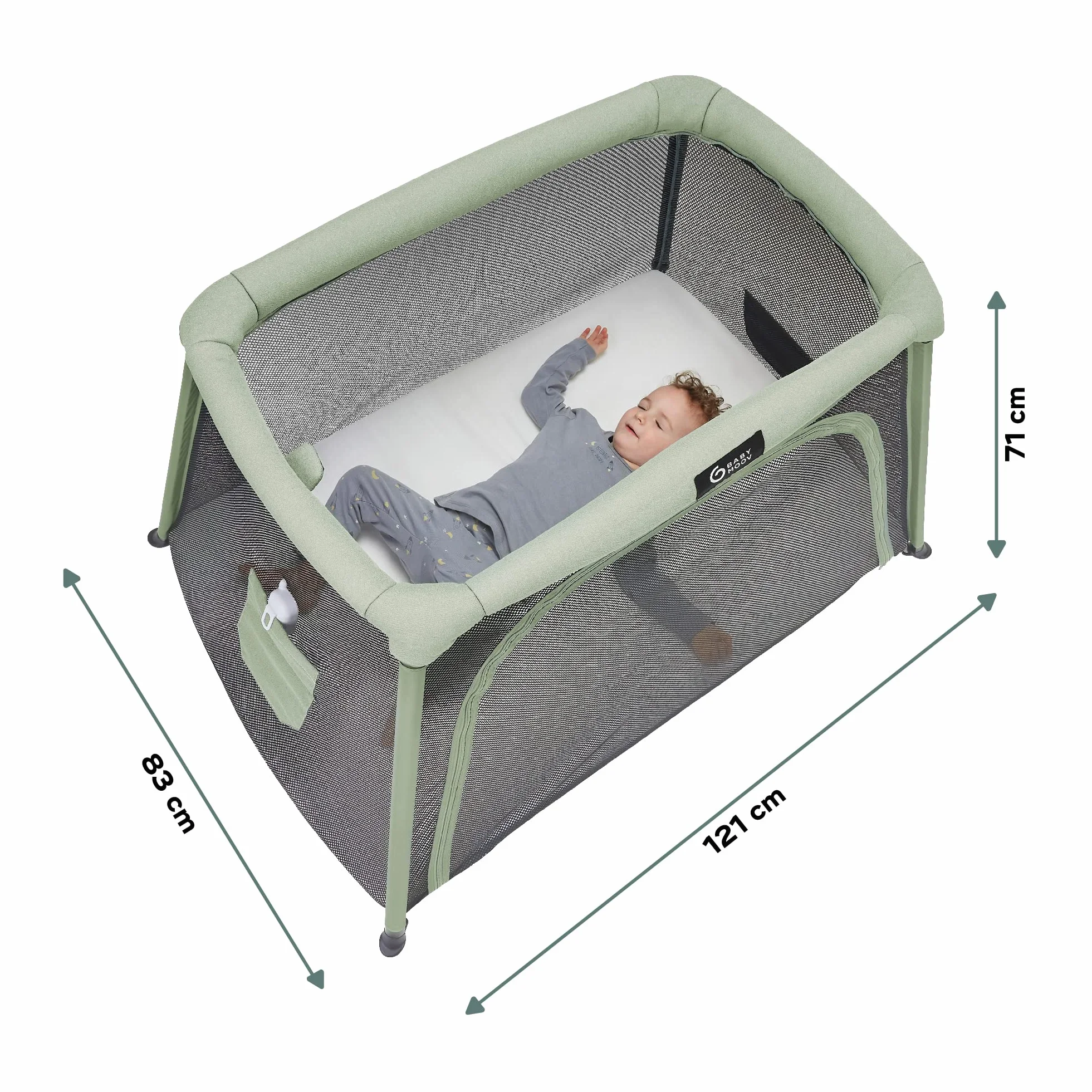 Babymoov Lit parapluie 3-en-1 Moov and Comfy Berceau grand Lit d'appoint Aire de jeux dès la Naissance jusqu'à 4 ans