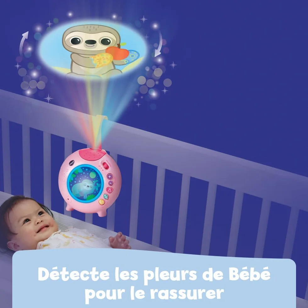 VTech Lumi Veilleuse Nuit Enchantée Rose Veilleuse Bébé Musicale Projection Lumineuse Plafond Musique Douce Bruits Blancs Sons Nature Cadeau Naissance