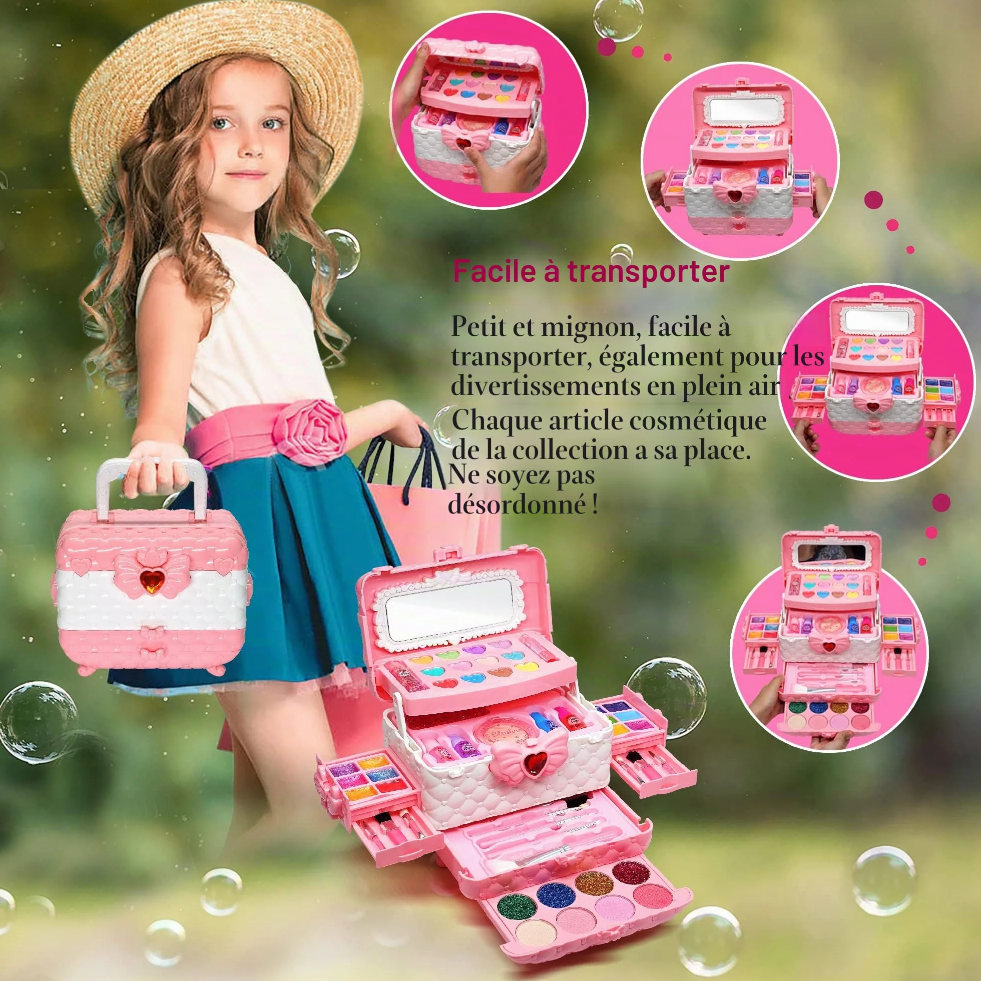 Coffret Maquillage Enfant Fille - Kit Maquillage Non Toxique Jouet Princesse 3+ Ans