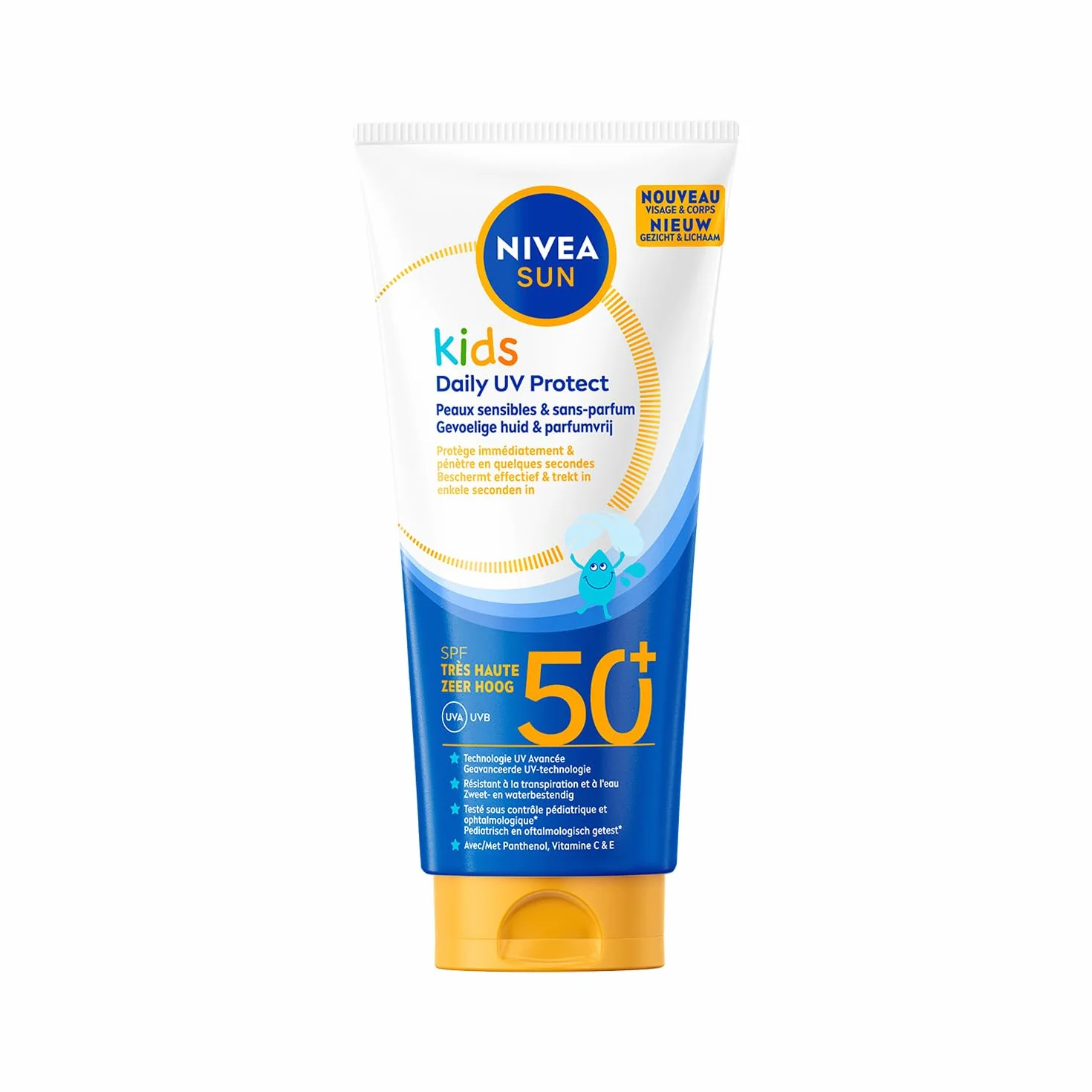NIVEA SUN Crème Solaire Quotidienne Kids FPS50+ Protection Solaire Enfant Visage et Corps 100 ml