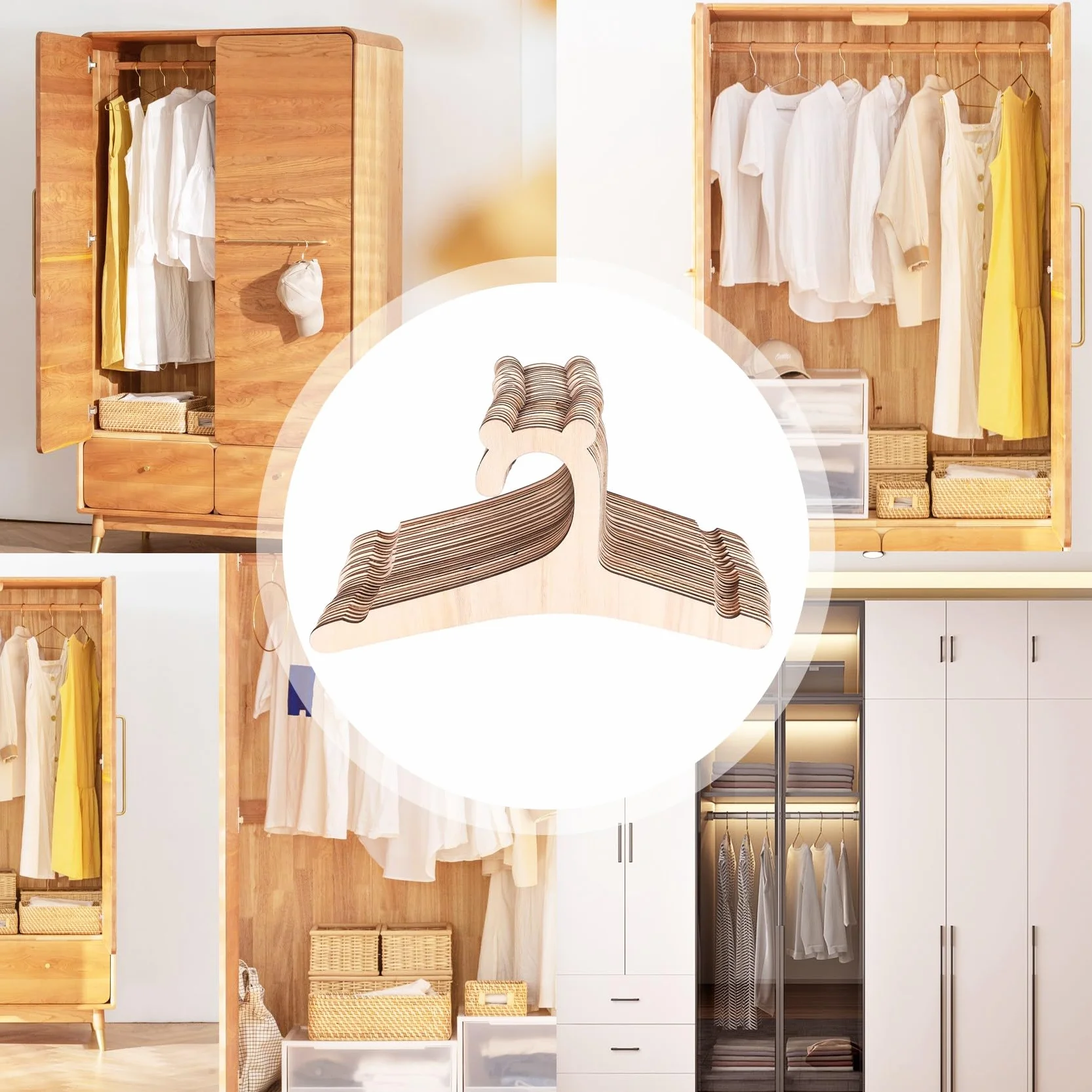 Lot de 30 cintres en bois pour vêtements