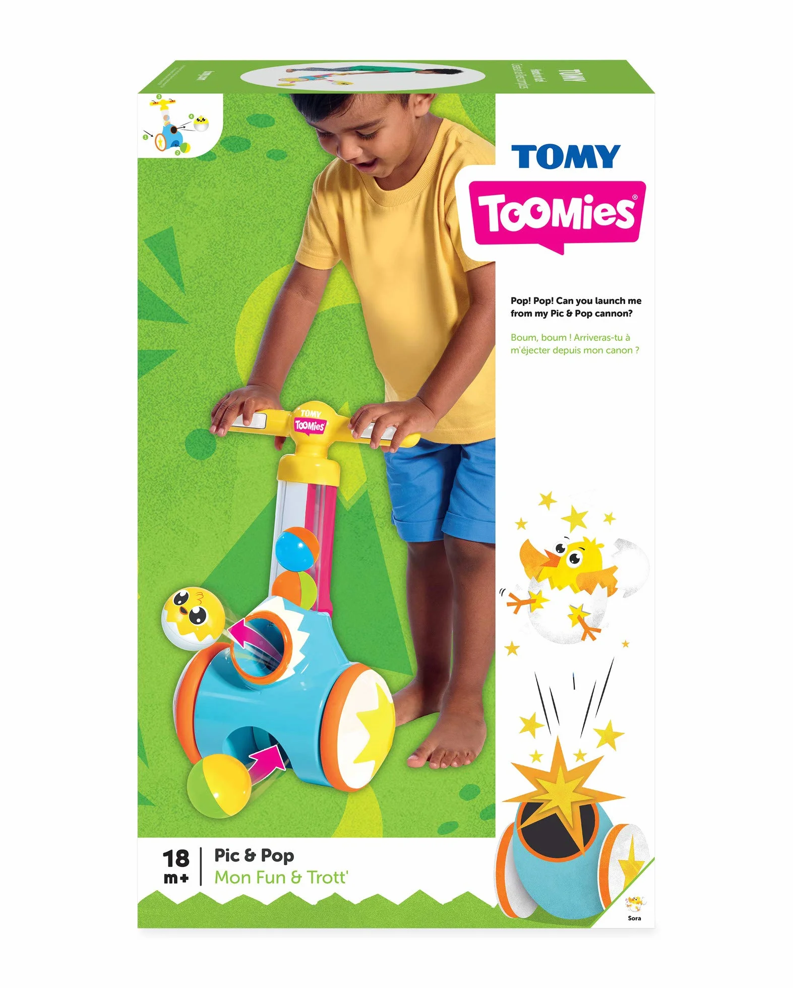 Tomy Toomies Fun Trott' Jouet à Pousser Bébé Aide à la Marche Enfant 18 Mois 3 Ans