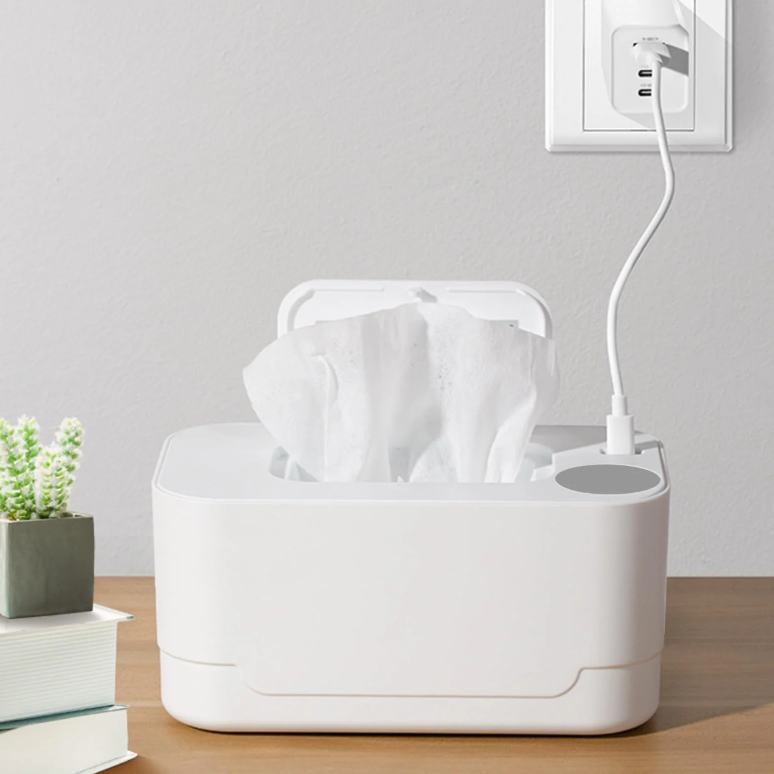 MagiDeal Chauffe-lingettes silencieux distributeur lingettes humides portable bébé affichage numérique blanc