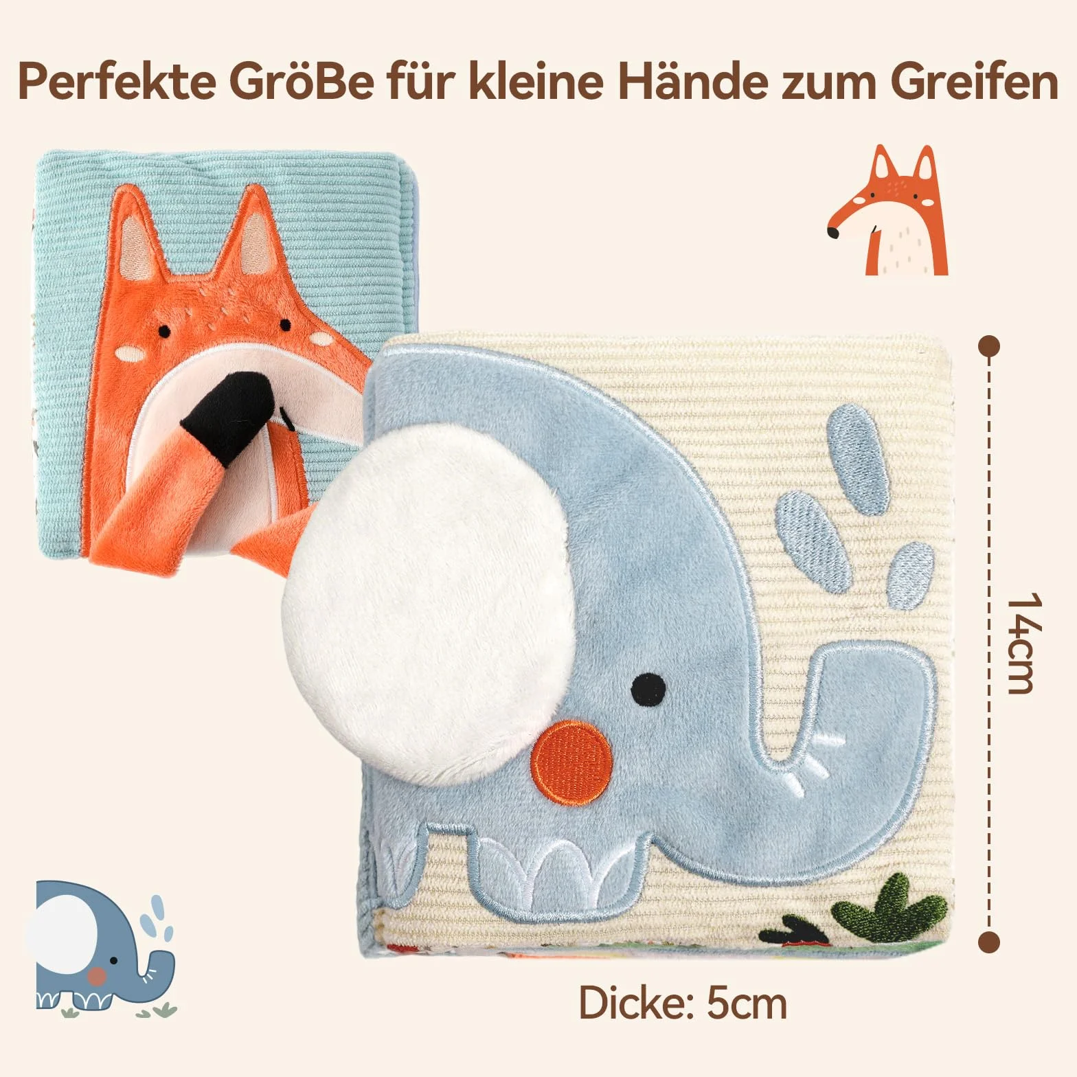 Livre de bébé en tissu avec miroir sensoriel crépitant pour nouveau-né 0-6 mois