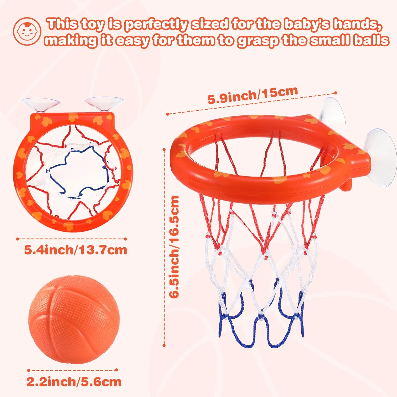 Jouet De Bain Bébé 3 Ans Panier Basket Baignoire Kit Jeu Douche 5 Balles Sans Trou Ventouse Forte
